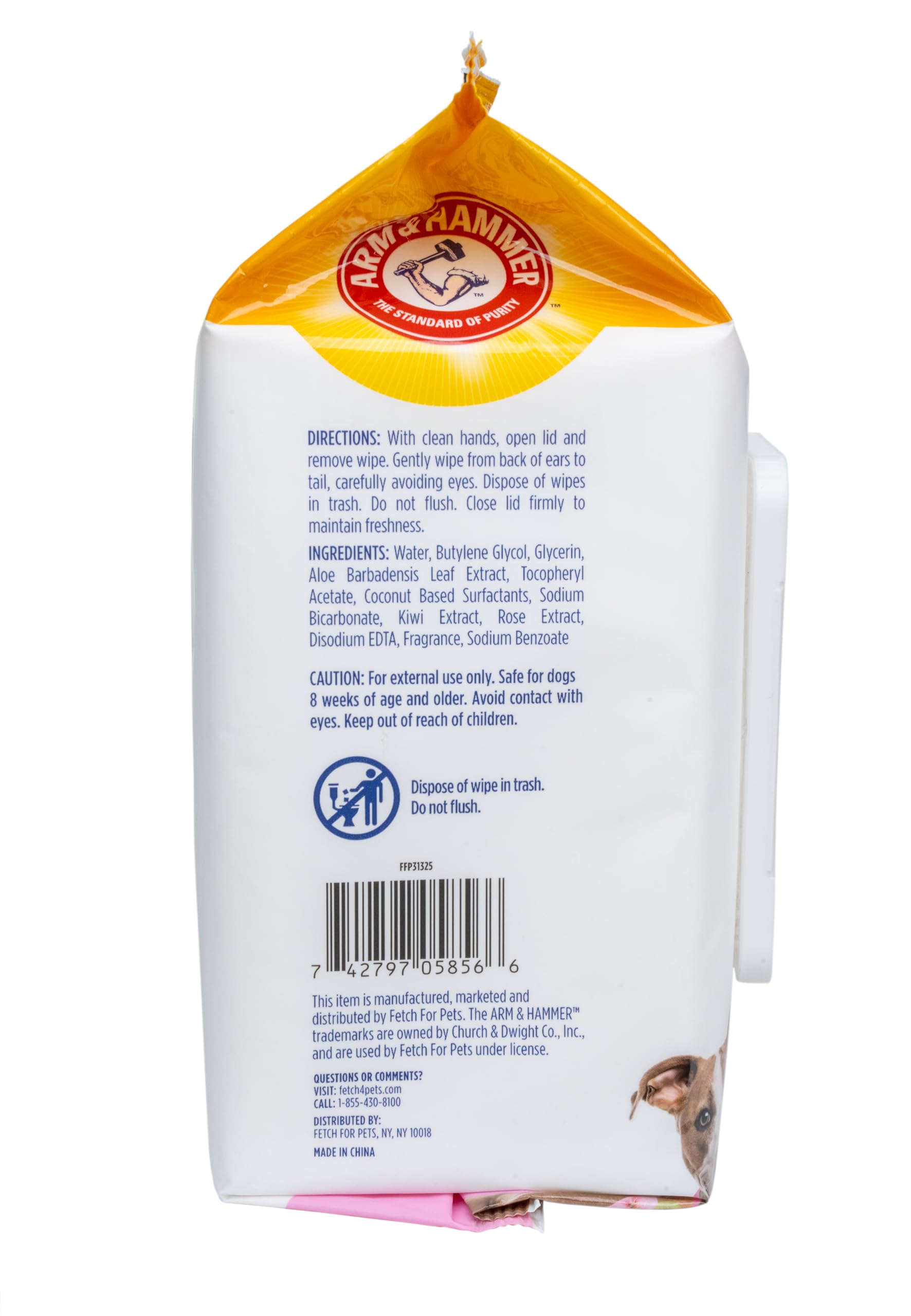 Arm & Hammer For Pets Odor Control Wipes For Dogs, Best Odor Eliminating Waterless Cleaning For Dogs & Puppies | Kiwi Blossom Scent, 100 Count - 3 Pack