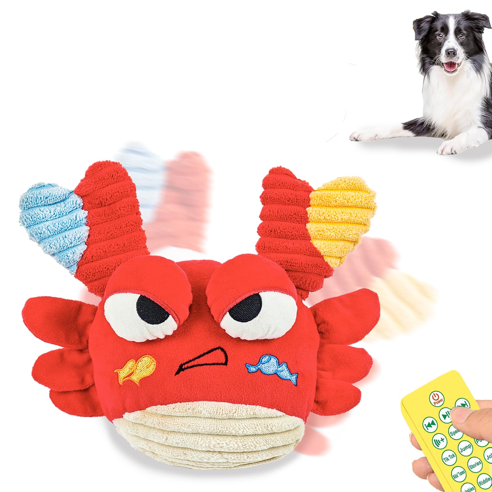 Interactive Dog Toys - Bouncing Crab With Music And Recording, Moving Ball For Small/Medium/Large Puppy To Keep Them Busy For Bo