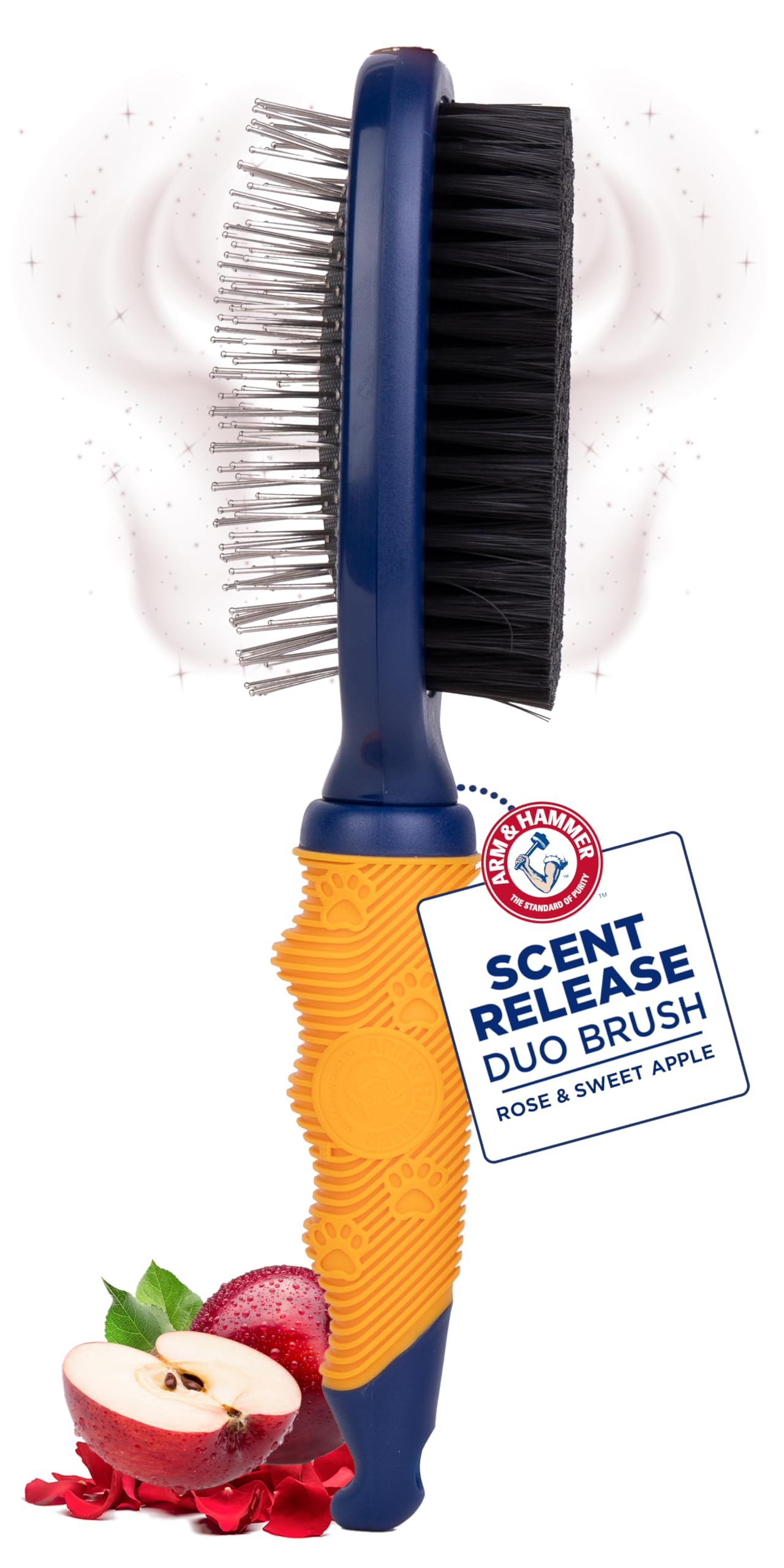 Arm & Hammer Deodorizing Pin & Bristle Dog Grooming Brush with Fragrance Transfer Technology - Scented 2-in-1 Dog Brush for Deta