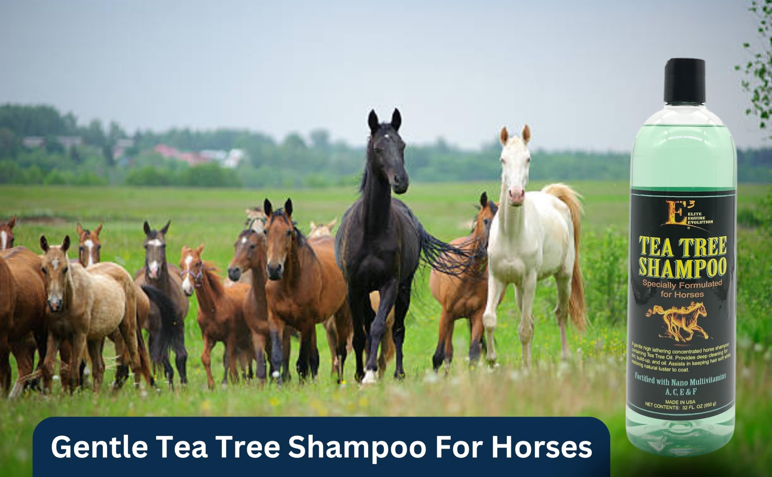E3 Elite Grooming Products Tea Tree Shampoo For Pets, 32 Oz.