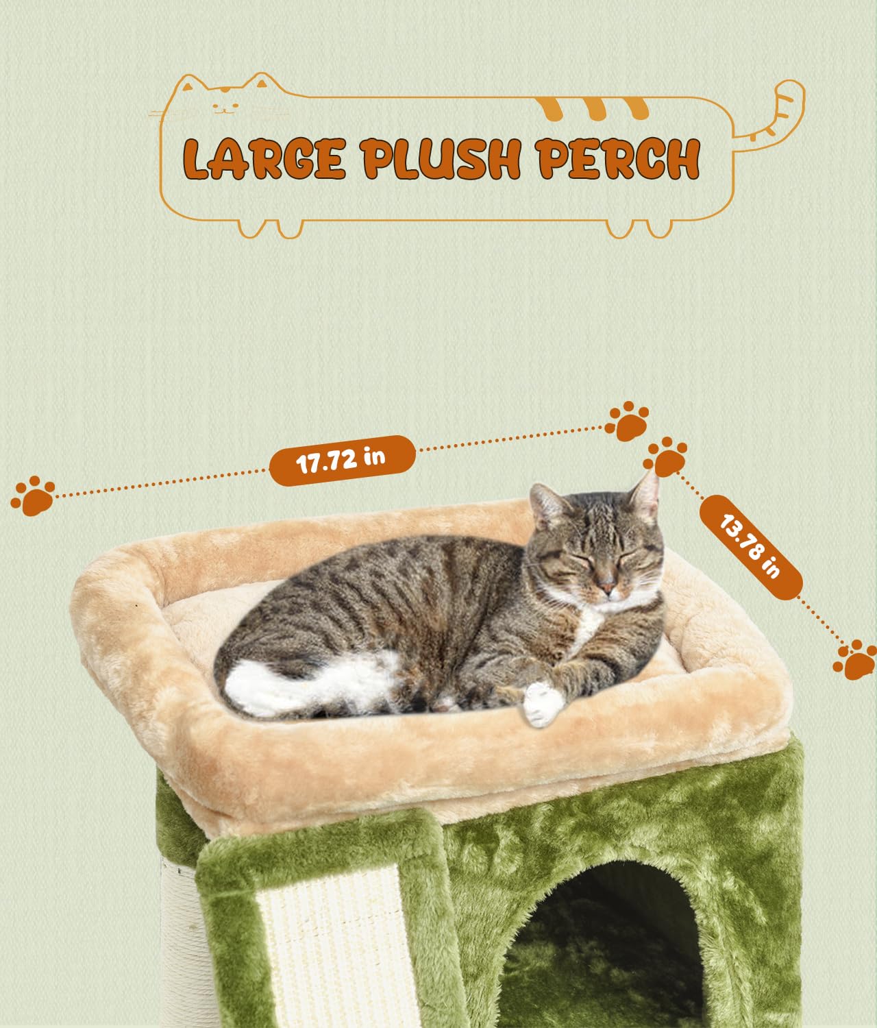 Syandlvy Small Cat Tree For Indoor Cats, Cat Tower With Scratching Post, Modern Activity House For Large Cats, Condo With Board,