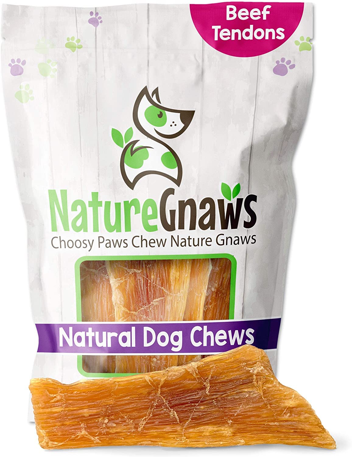 Nature Gnaws Beef Paddywack Tendons for Dogs 5-6 (10 Count) - Long Lasting for Aggressive Chewers - Natural Beef Dog Chew Bones