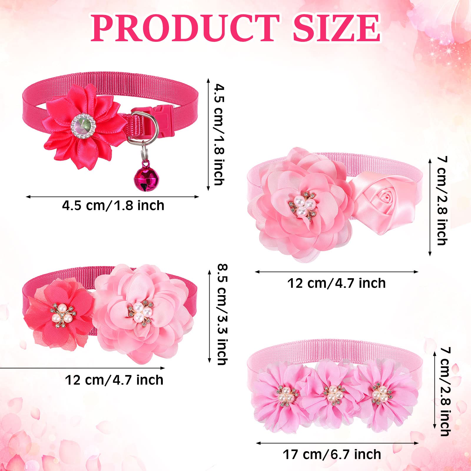 Tudomro 40 Pcs Dog Collar Flowers Puppy Bows Adjustable Small Middle Dogs Cats Rose Dog Accessories Embellishment Decor For Part