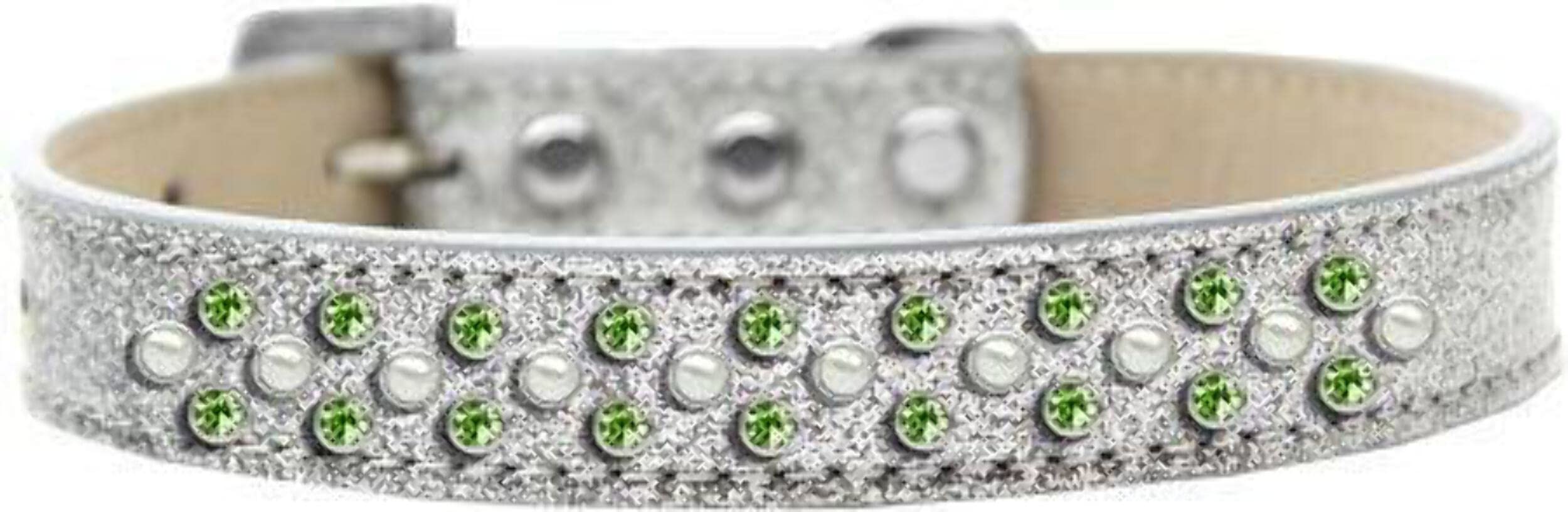 Mirage Pet Products Sprinkles Ice Cream Dog Collar with Pearl and Lime Green Crystals, Size 12, Red