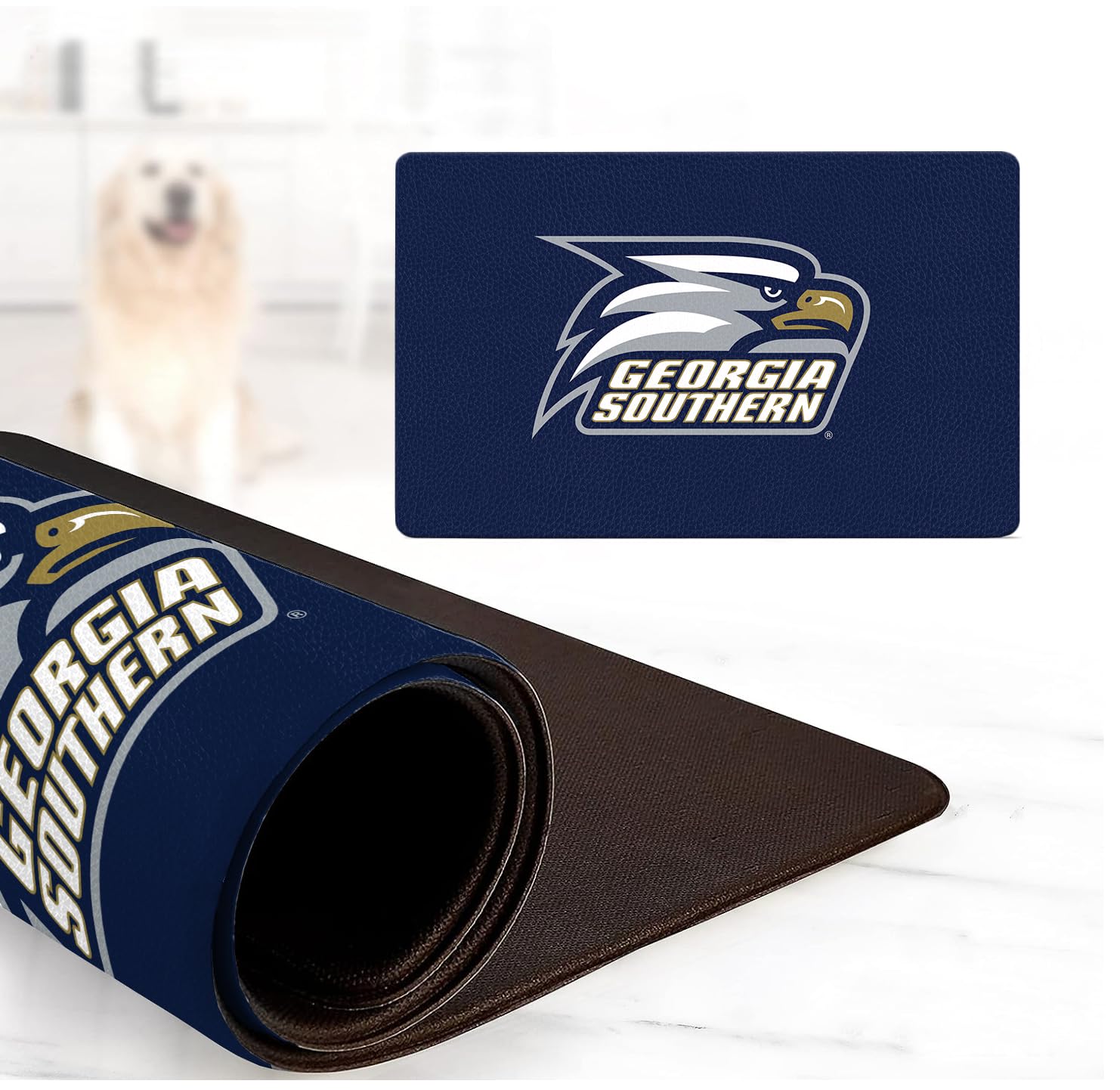 Georgia Southern Eagles Officially Licensed Food and Water Mat for Dogs and Cats | 18 x 29 | Non-Slip | Water-Proof