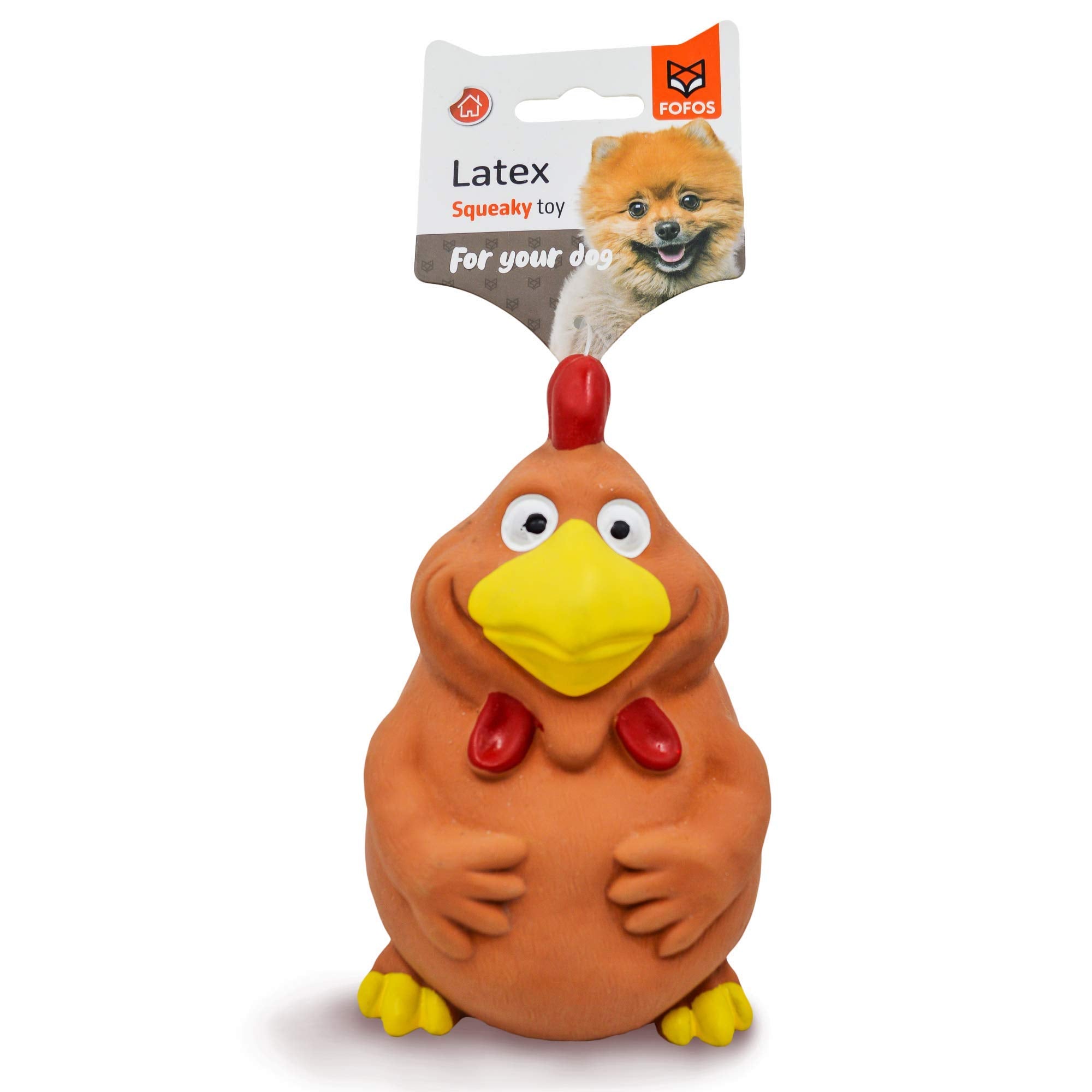 Barkbutler X Fofos Latex Bi Rooster Squeaky Dog Toy, Brown | SmallMedium Dogs (520Kgs) | Soft Texture For Teeth & Gums | Squea
