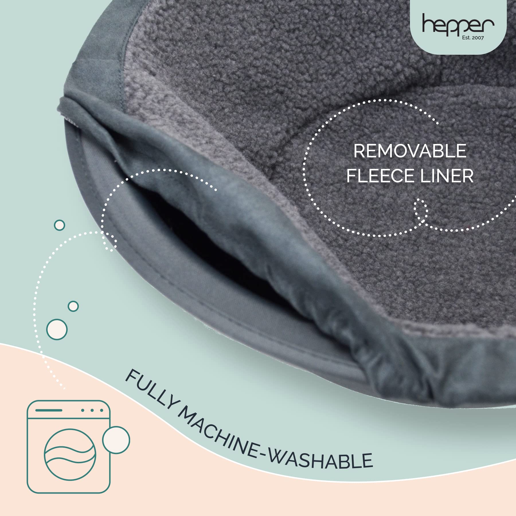 Hepper Cat Nest - Washable Round Cat Bed with Fleece Liner - Small Indoor Cat Bed - Grey/Pink