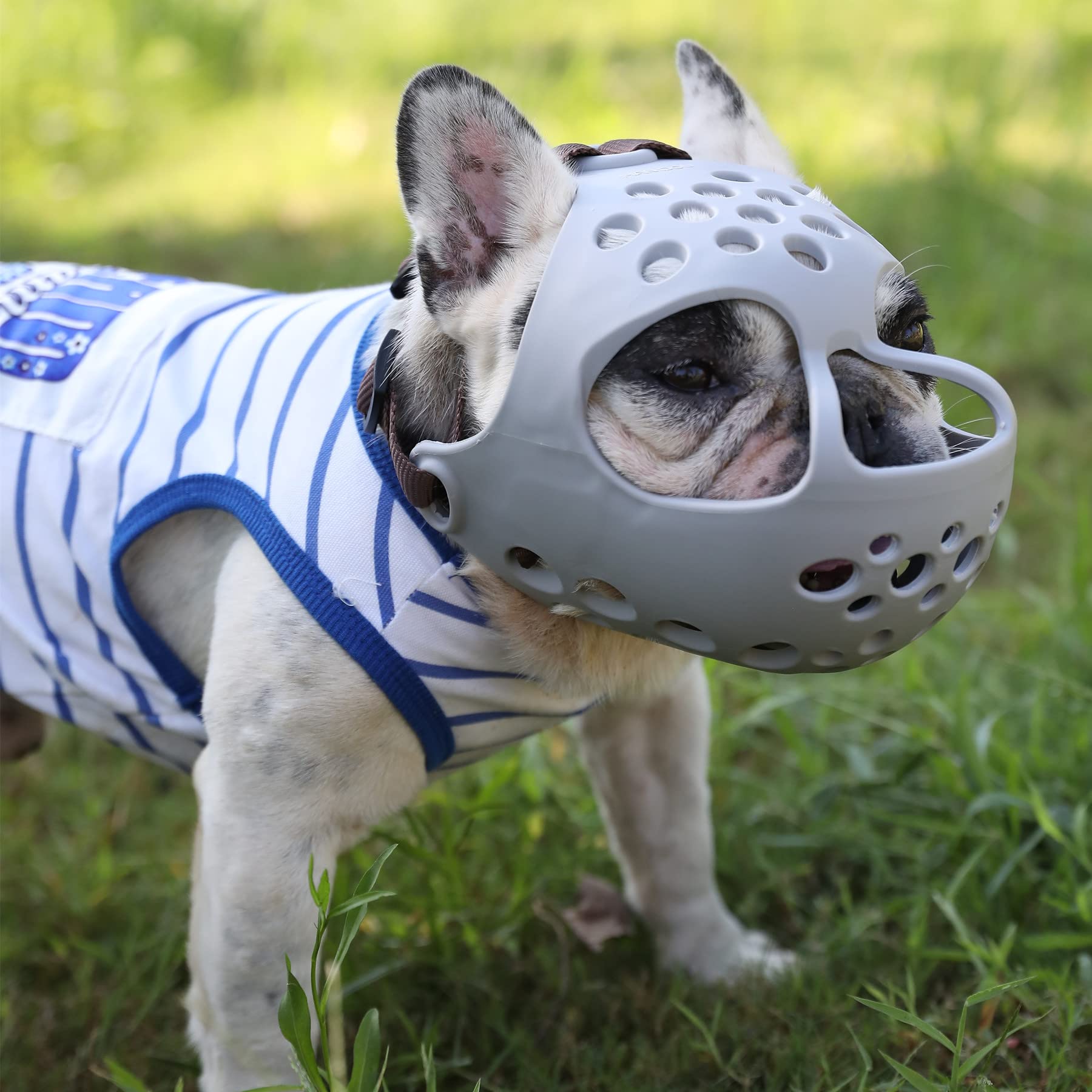 Jyhy Short Snout Dog Muzzles,Soft Silicone Adjustable Breathable Bulldog Muzzle For Biting Chewing Barking Training,Ideal For Flat-Faced Dogs (Medium/13-15'(Pack Of 1), Grey)
