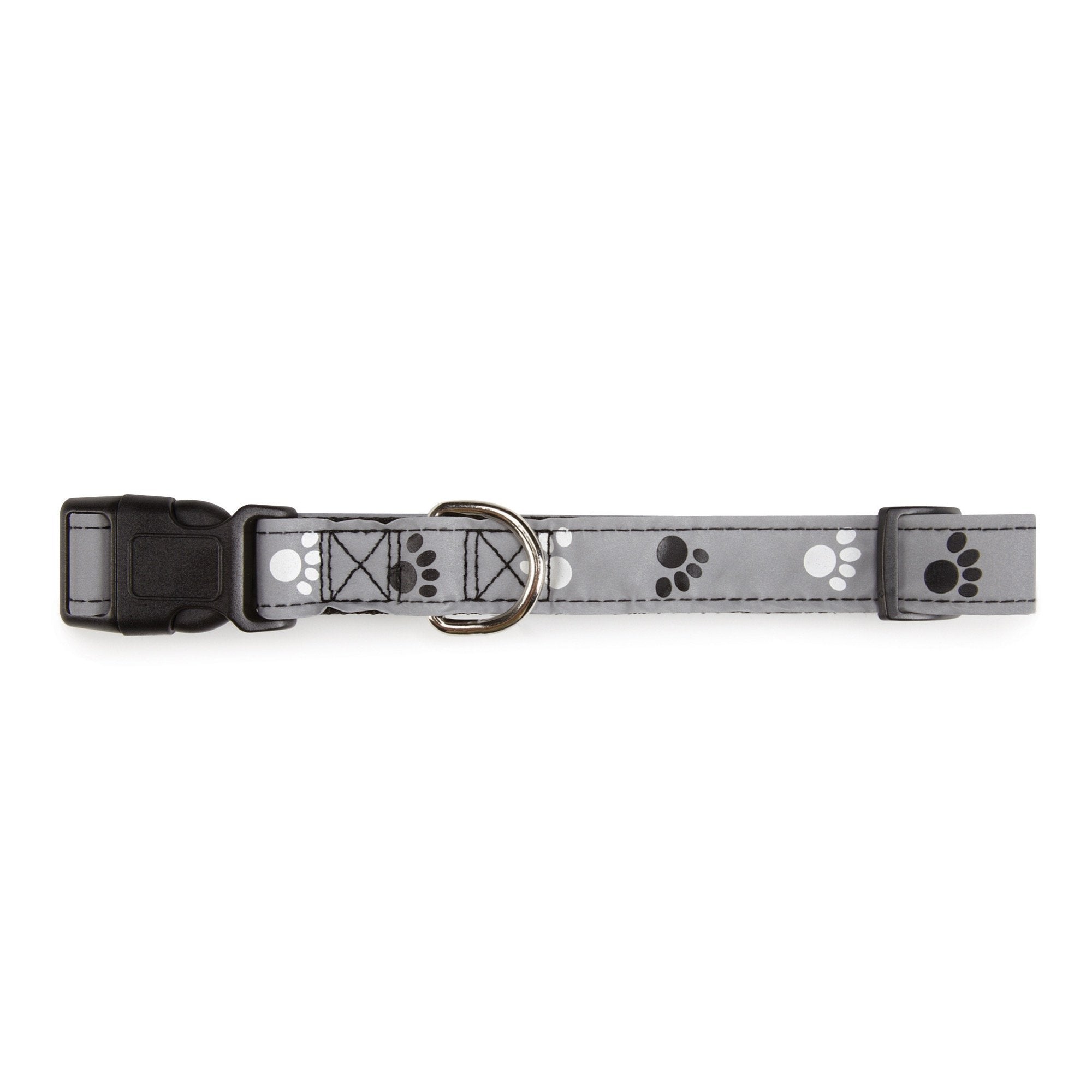Casual Canine Reflect Pawprint Dog Collar, Fits Necks 10' To 16', Black