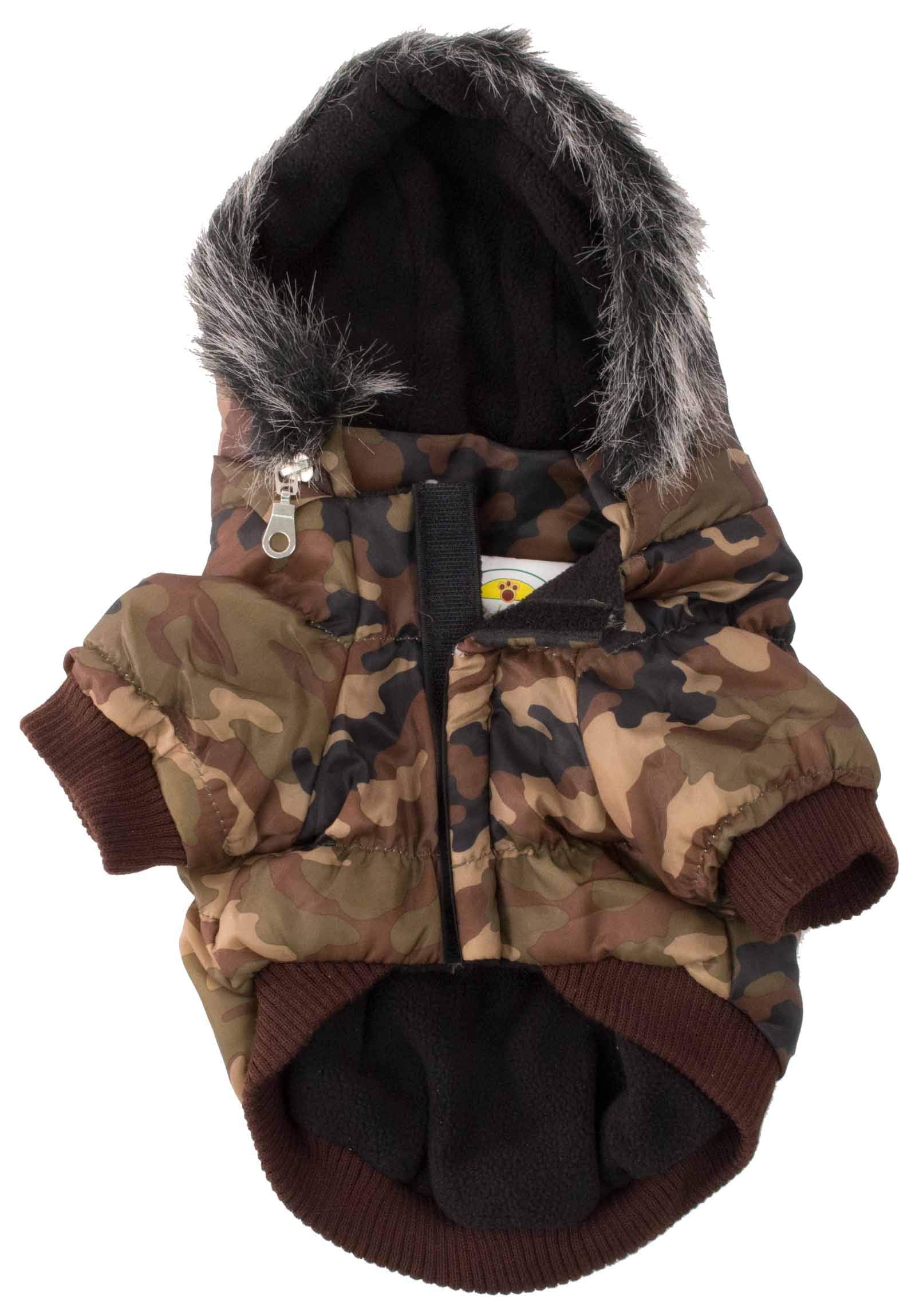 Pet Life Metallic Ski Parka Dog Coat, Camouflage, Large