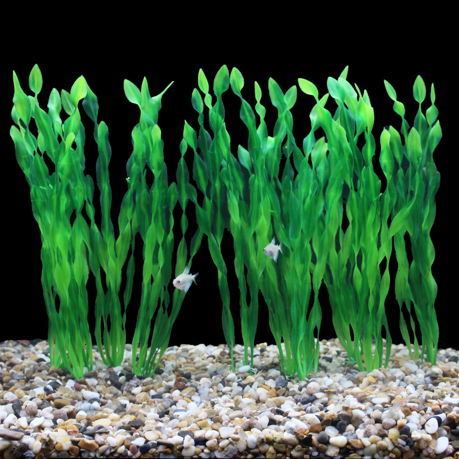 Aquaneat Fish Tank Artificial Plants, Aquarium Plastic Seaweed Decorations, 12Inch Tall Fake Green Accessories, 10 Packs