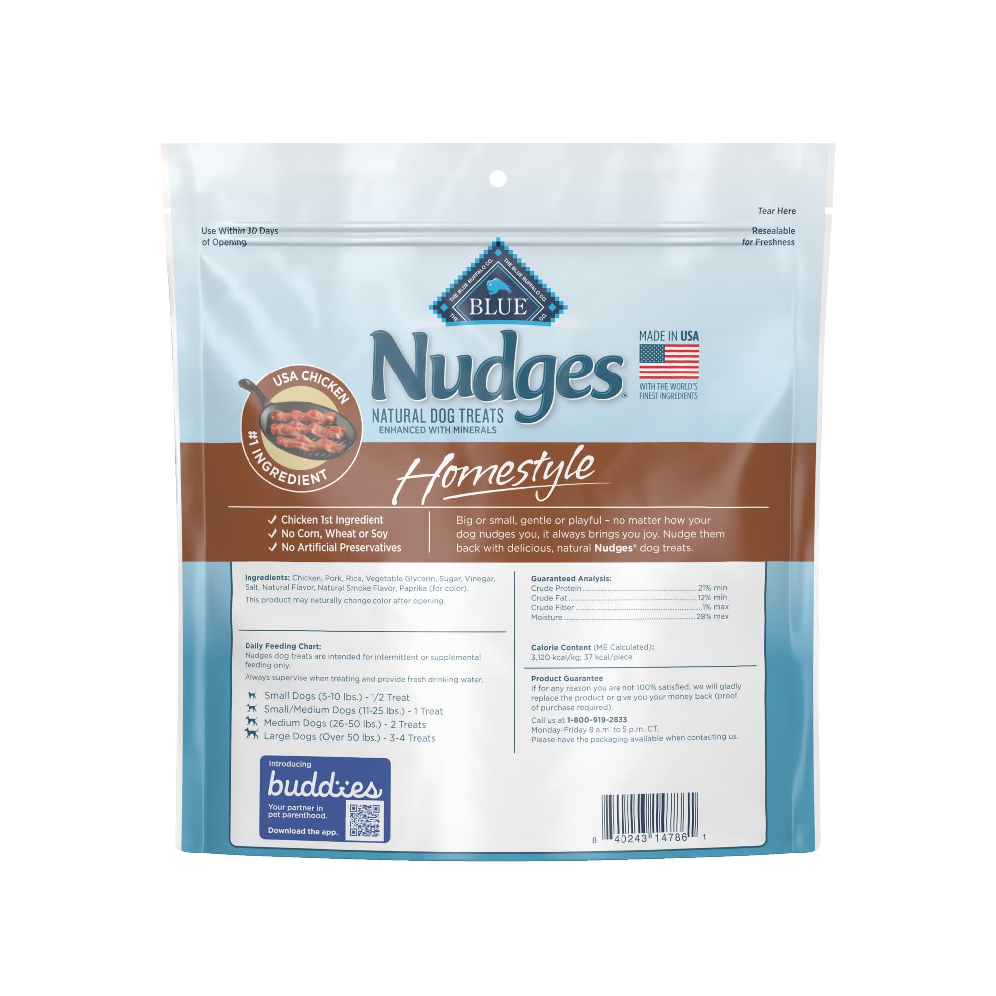 Blue Buffalo Nudges Homestyle Natural Dog Treats Chicken and Bacon Bag