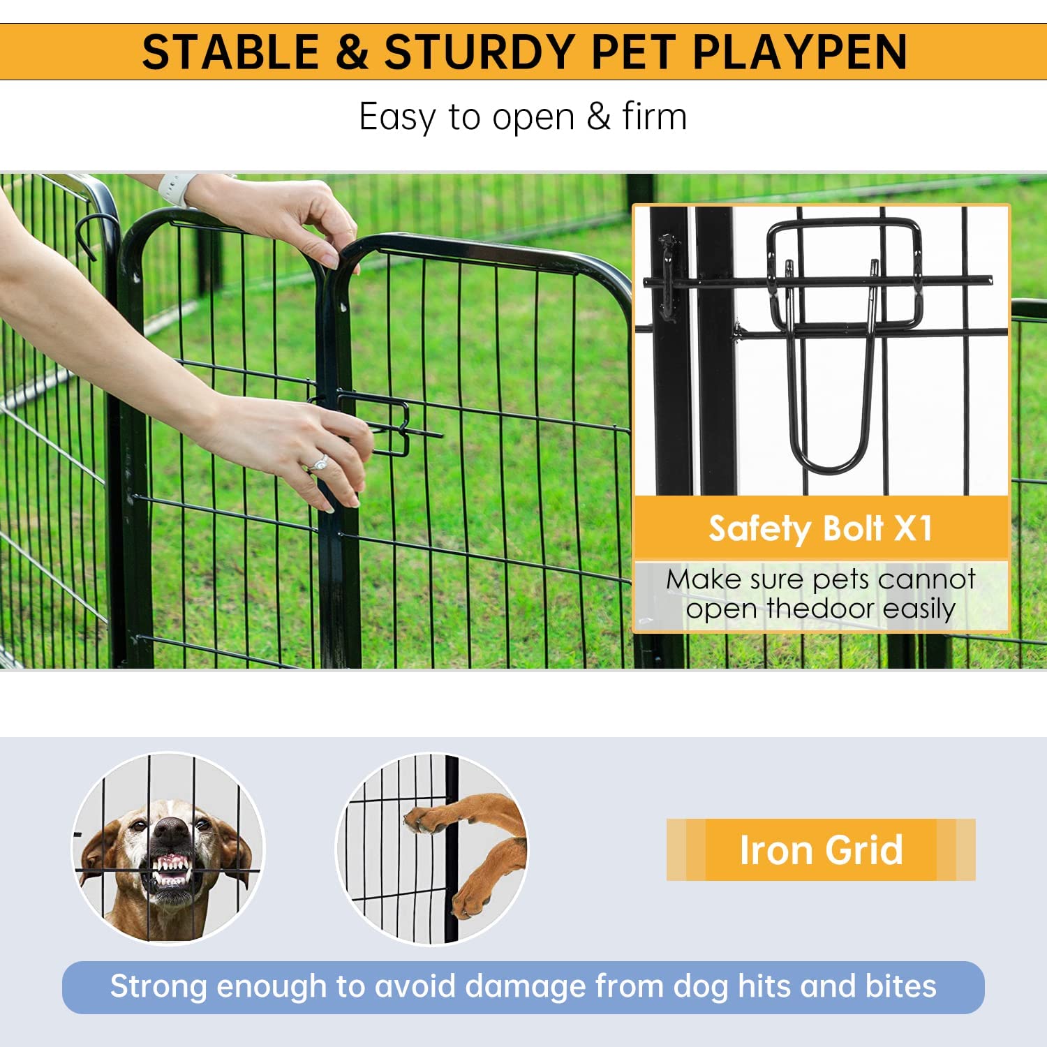 Bestpet Dog Playpen Pet Dog Fence 24'/ 32' /40' Height 8/16/24/32 Panels Metal Dog Pen Outdoor Exercise Pen With Doors For Large/Medium/Small Dogs,Pet Puppy Playpen For Rv,Camping,Yard
