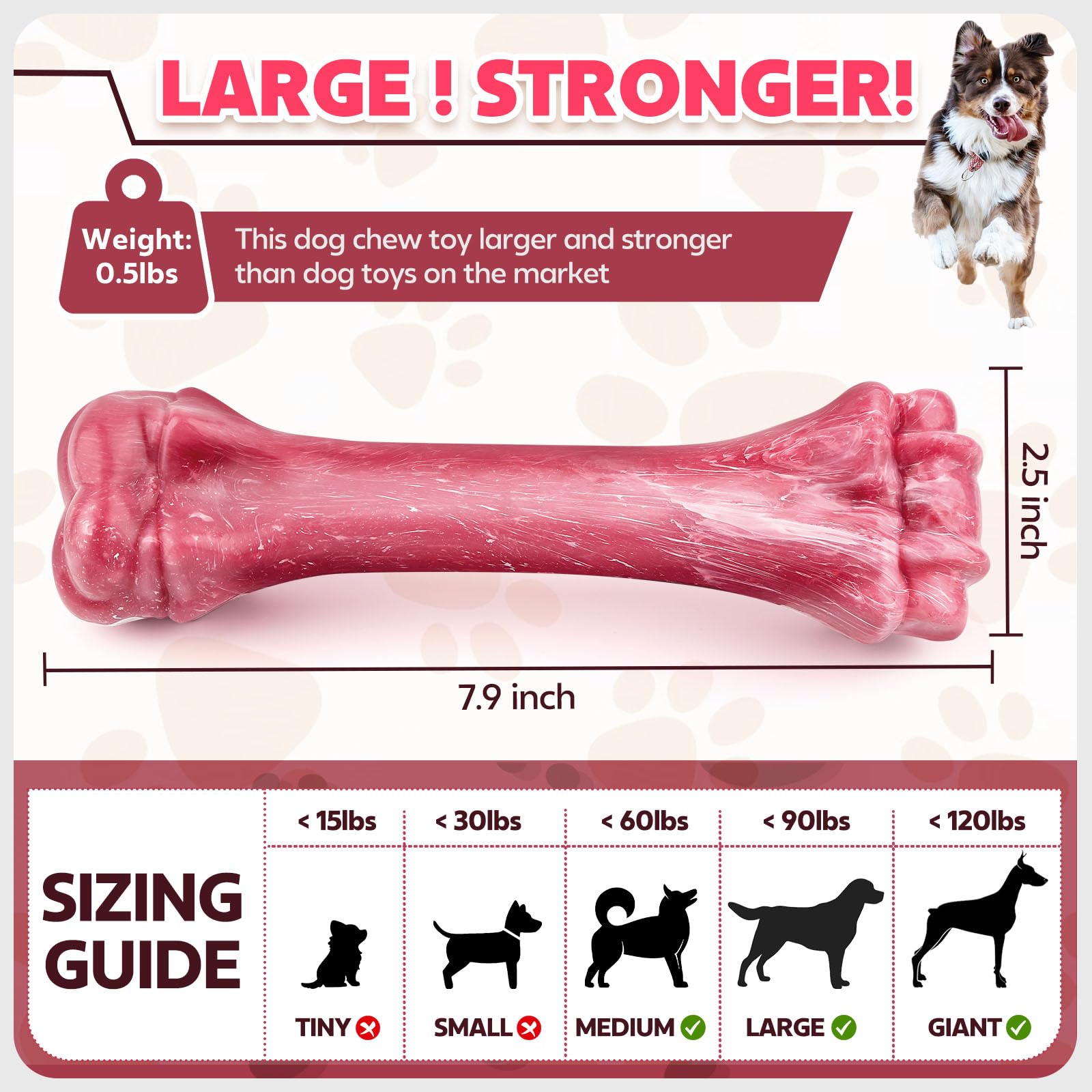Puptily Dog Toys For Aggressive Chewers, Indestructible Dog Bones For Aggressive Chewers, Tough Chew Toy For Heavy Duty Dogs, Bi