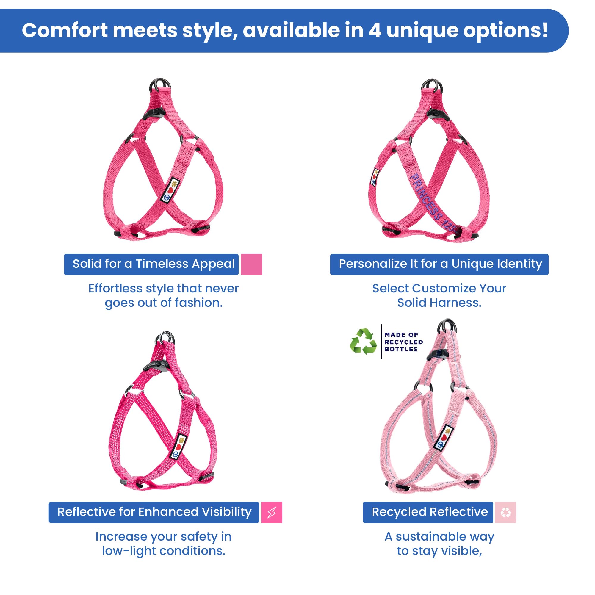 Pawtitas Dog Harness Medium Sized Dog Pink Dog Harness Step in from a Senior Dog to a Puppy Harness Adjustable Reflective Dog Ha