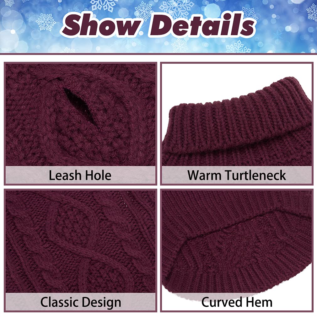 Bingpet Thermal Knitted Dog Sweater, Winter Dog Cat Coat, Warm Sweater For Small Medium Large Dogs, Classic Cable Knit Turtlenec