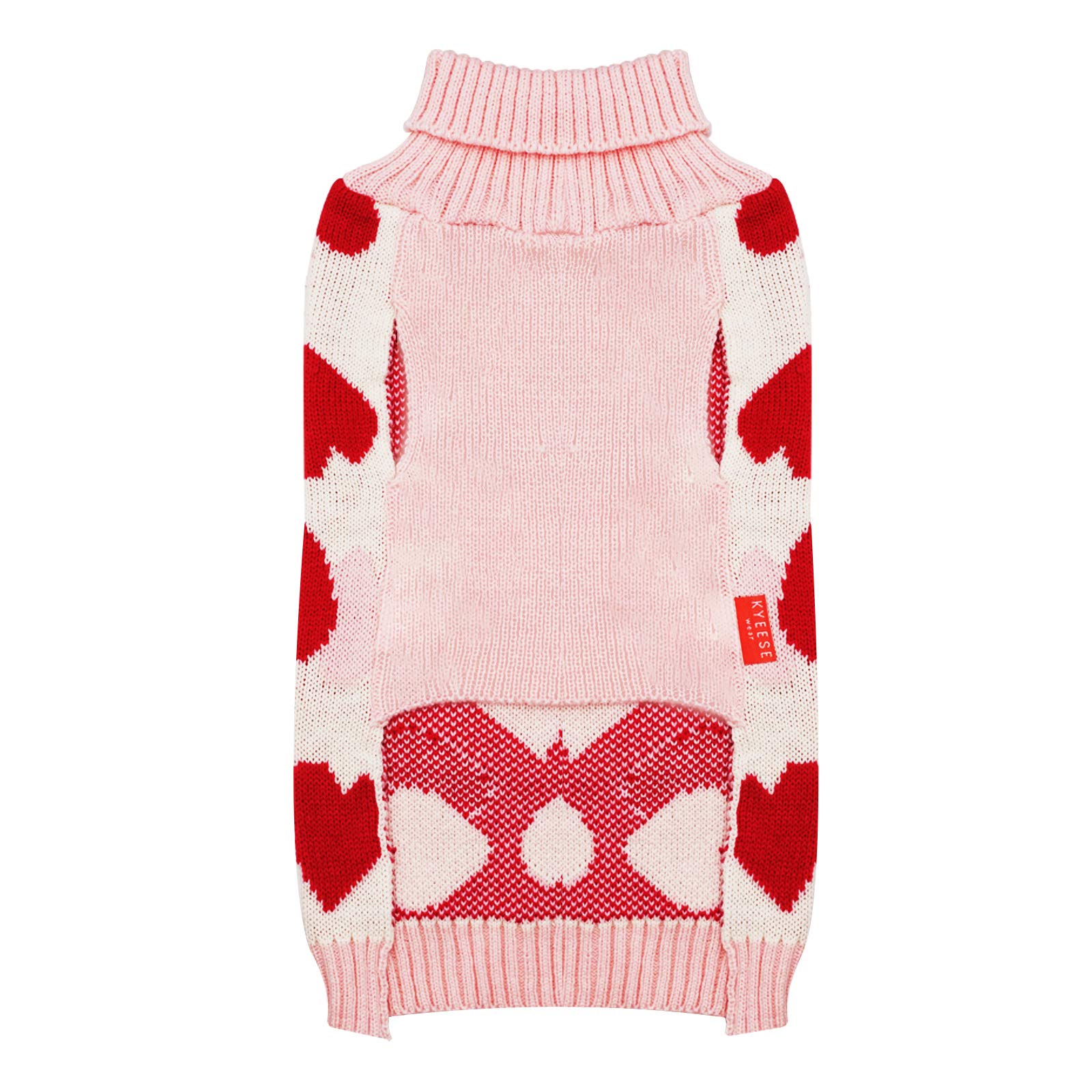 KYEESE Valentine Dog Sweater for Small Dogs, Red Heart Design, Leash Hole, Size S