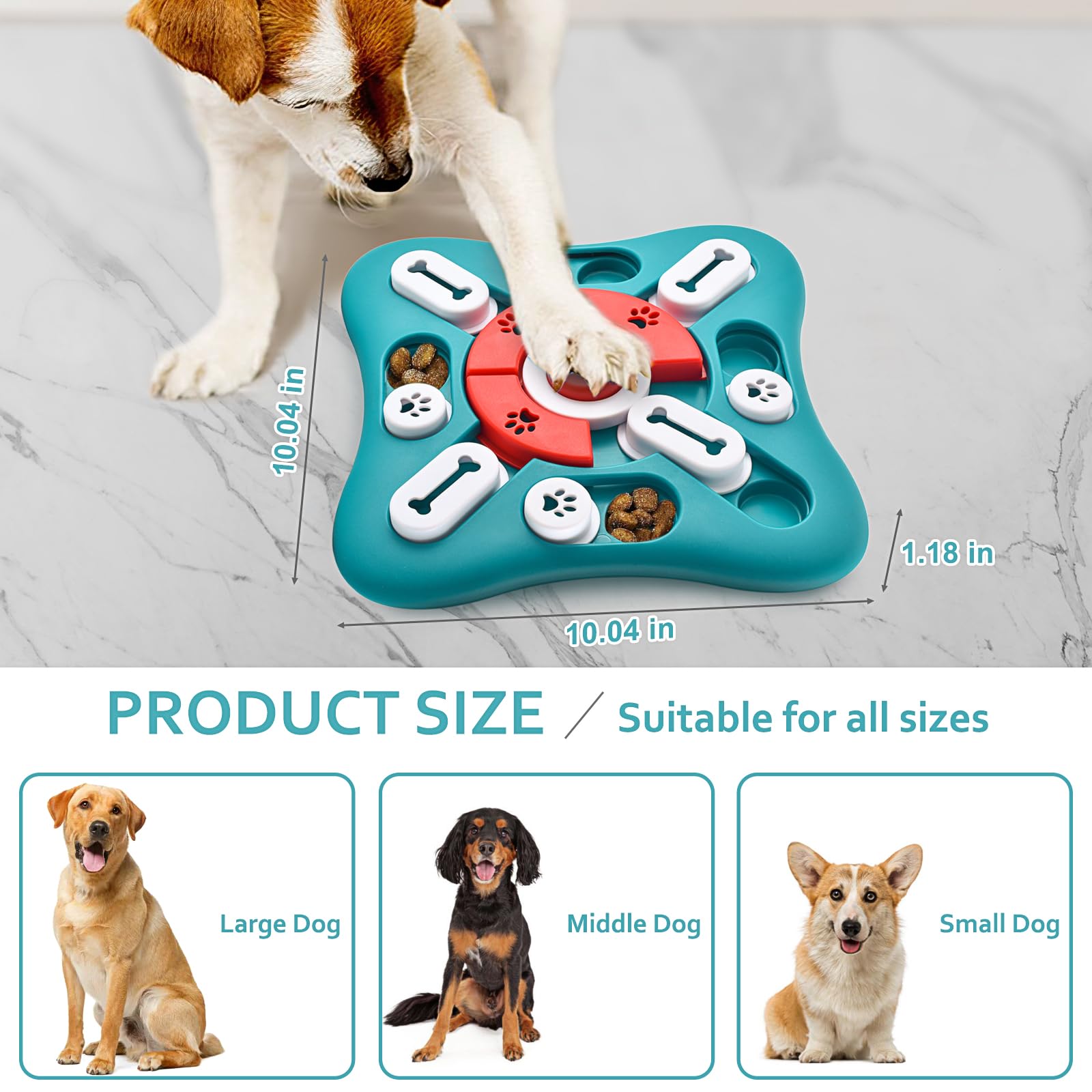 Dog Puzzle Toys, Squeaky Treat Dispensing Dog Enrichment Toys for IQ Training and Brain Stimulation, Interactive Mentally Stimul