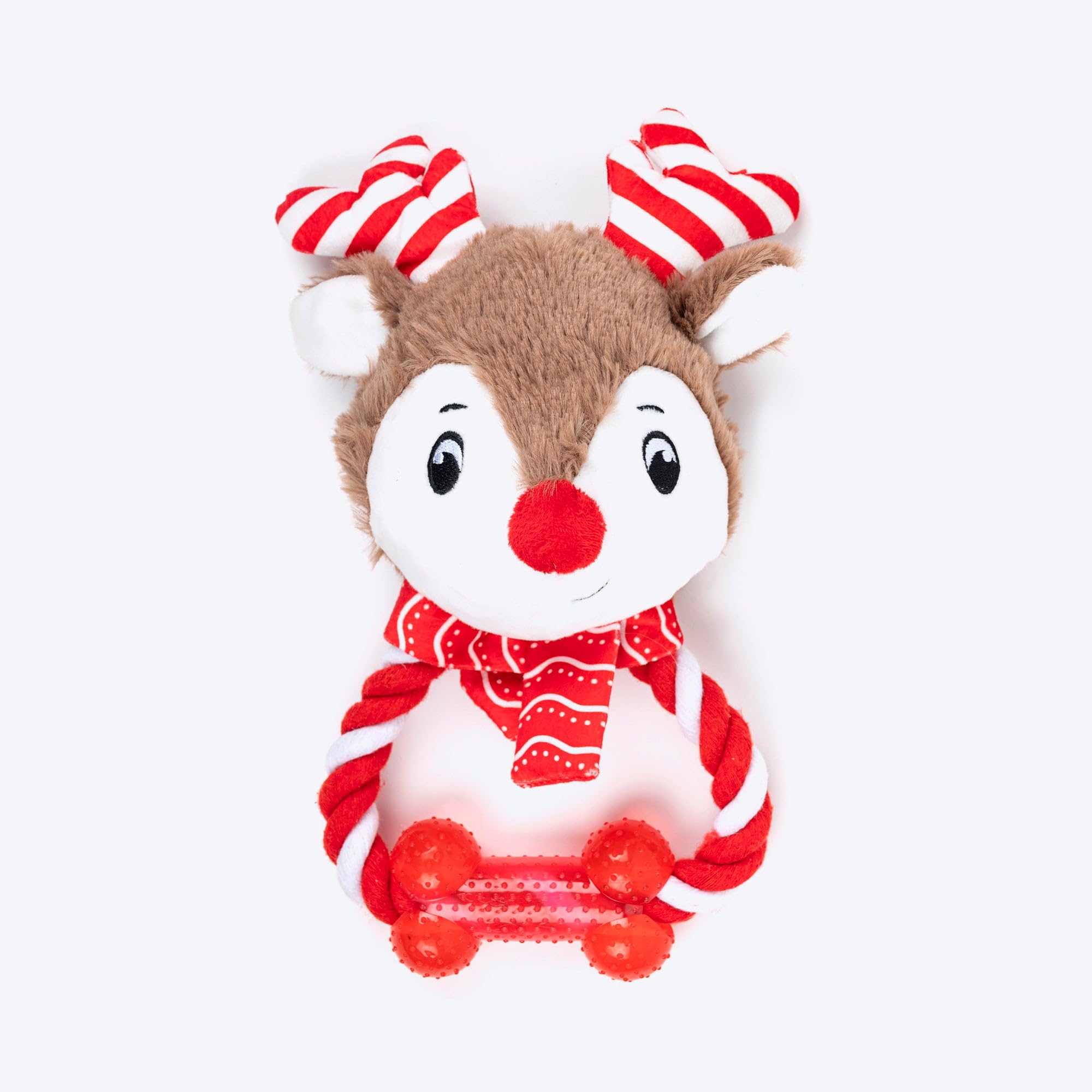 HUFT Dashing Reindeer Squeaky Dog Toy  Multicolor Plush Toy for Puppies & Adult Dogs | Interactive Chew, Tug & Play Toy | Fun, 