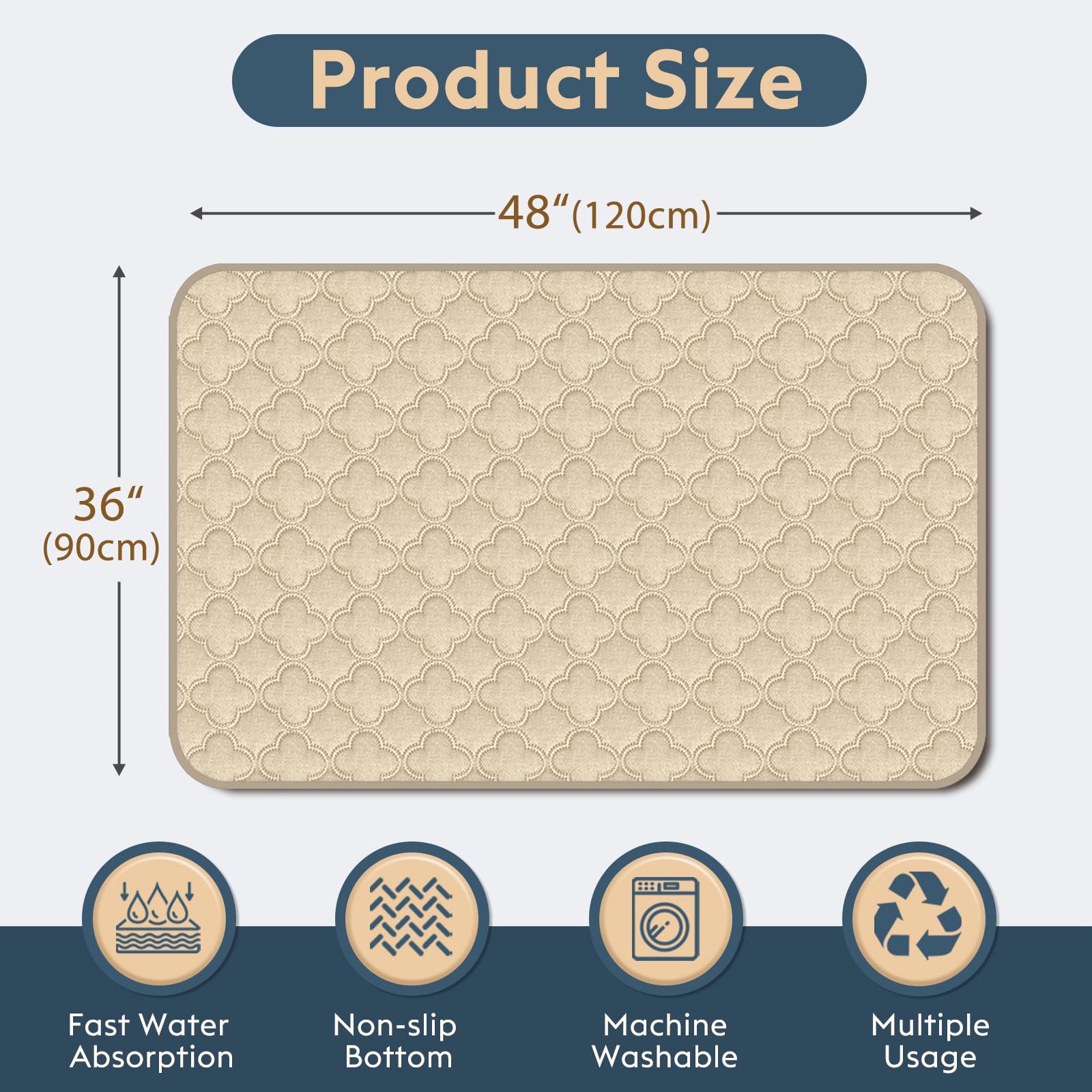 Funfurry Washable Pee Pads For Dogs - 2 Pack Reusable Puppy Pads,Waterproof Training Pads,Guinea Pig Cage Liner, Puppy Pee Pads