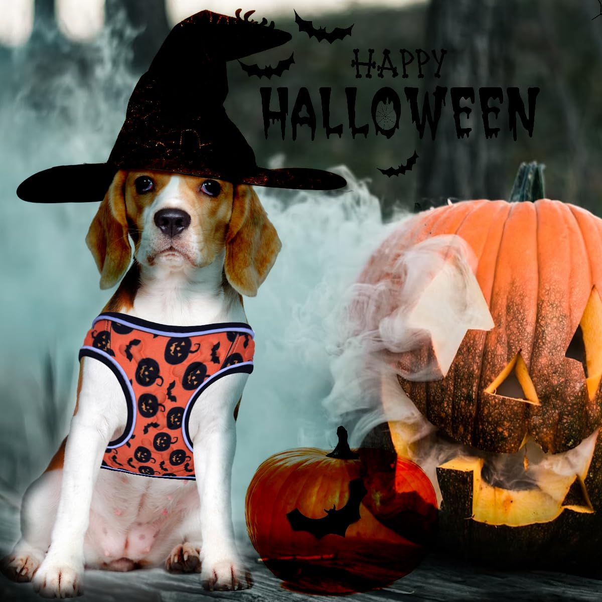 Comfort Fit All Weather Step-In Halloween Dog Harness - Adjustable Small Dog Harness Medium Sized Dogs - Soft Padded Easy Walk D