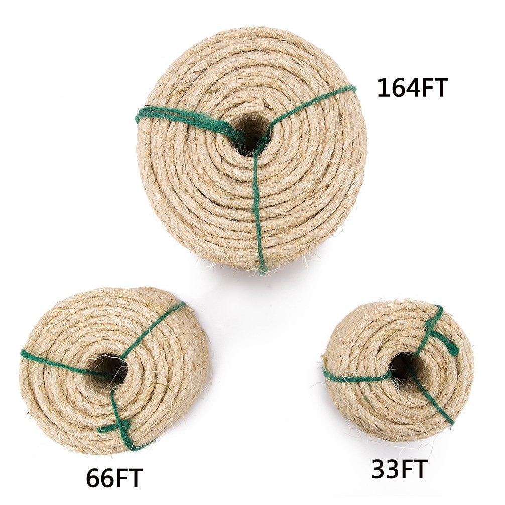 Yangbaga Sisal Rope For Cats - 1/4 Inch - Natural Fiber And Color 66Ft