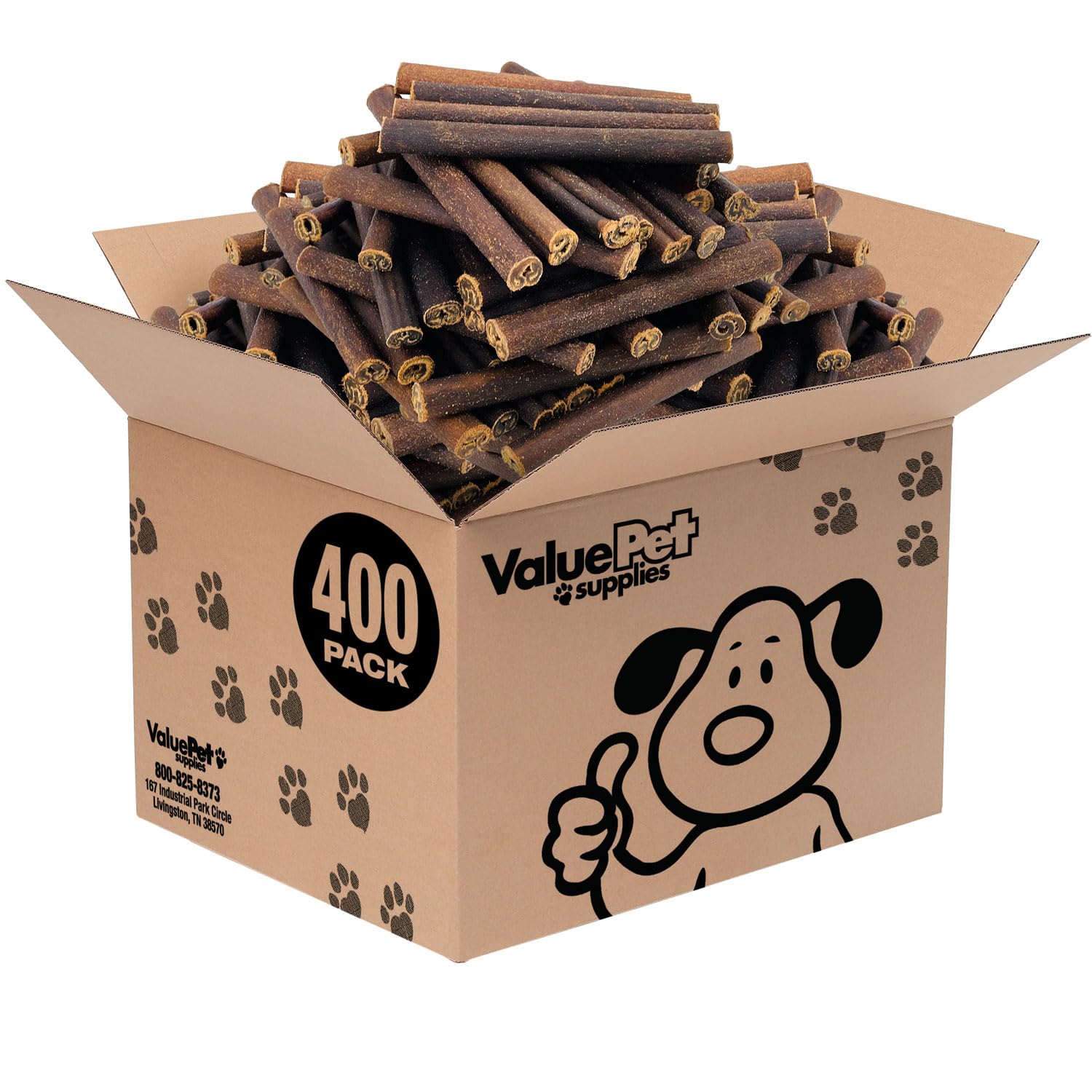 ValueBull Collagen Sticks for Dogs, 6 Inch Thick Chews, Natural Long-Lasting Dog Treats, 400 Count Wholesale Pack - Supports Joi