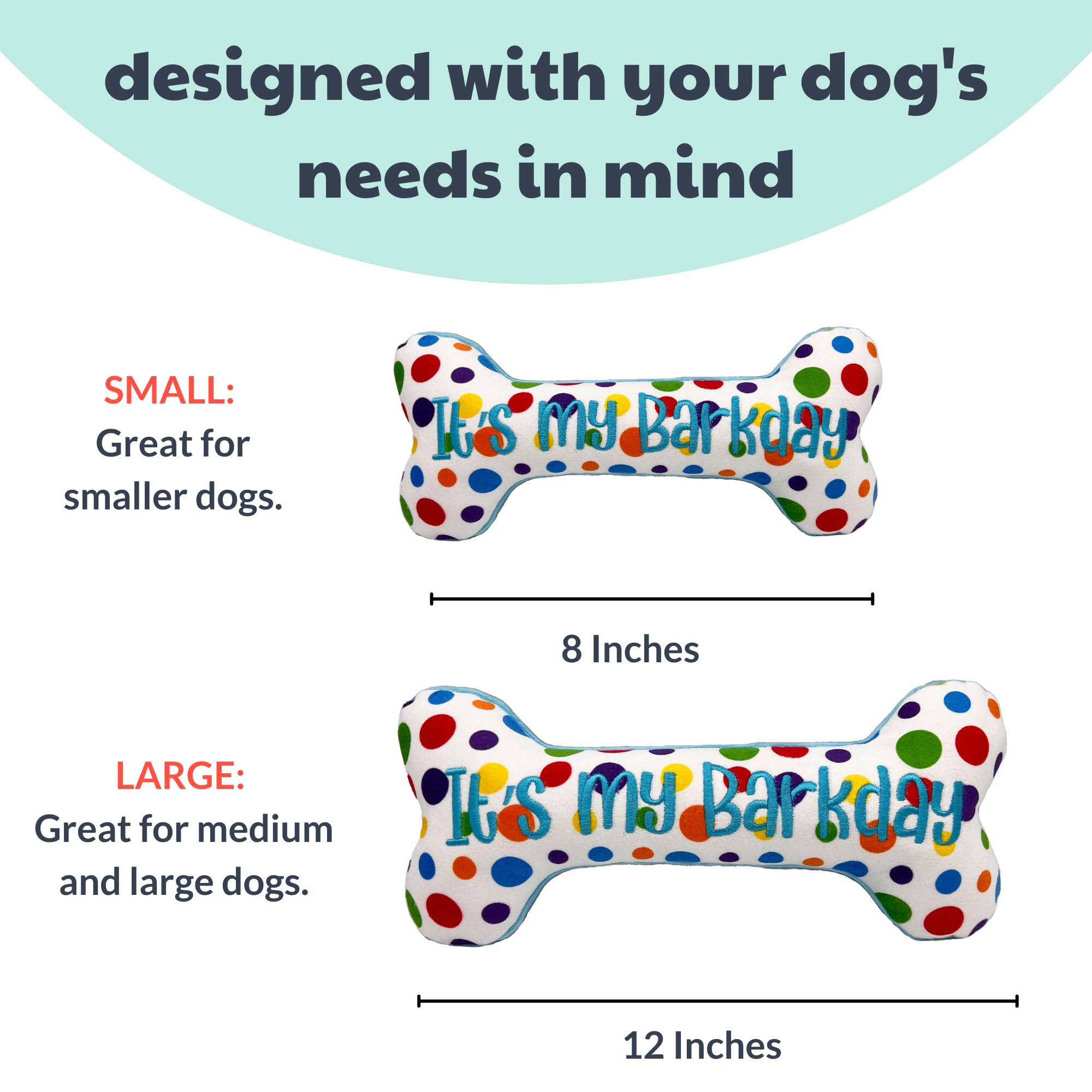 Huxley & Kent For Dogs - It'S My Barkday Bone (Small) - Birthday Funny Dog Toy - Power Plush Dog Toy With Squeaker - Fun, Durabl