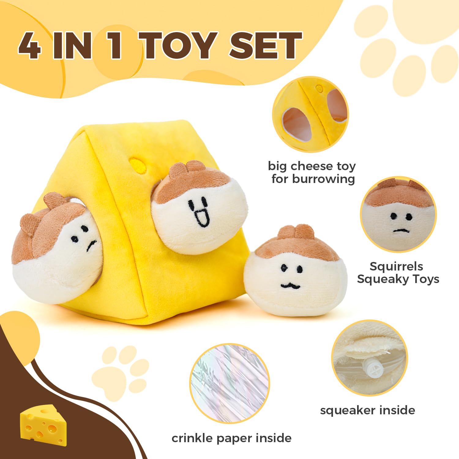 Hide And Seek Plush Stuffed Dog Toys, Squeaky Chew Toys, Interactive Dog Plush Toys Perfect For Puppy, Small, Medium And Large D