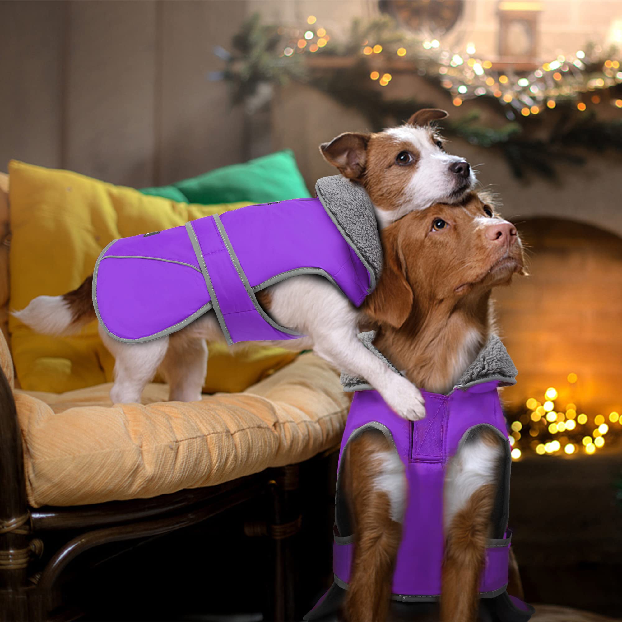 Winter Dog Coat, Dogcheer Fleece Collar Dog Jacket Warm Vest Reflective Adjustable Dog Sweater For Cold Weather, Windproof Waterproof Pet Apparel Snow Coat For Small Medium And Large Dogs