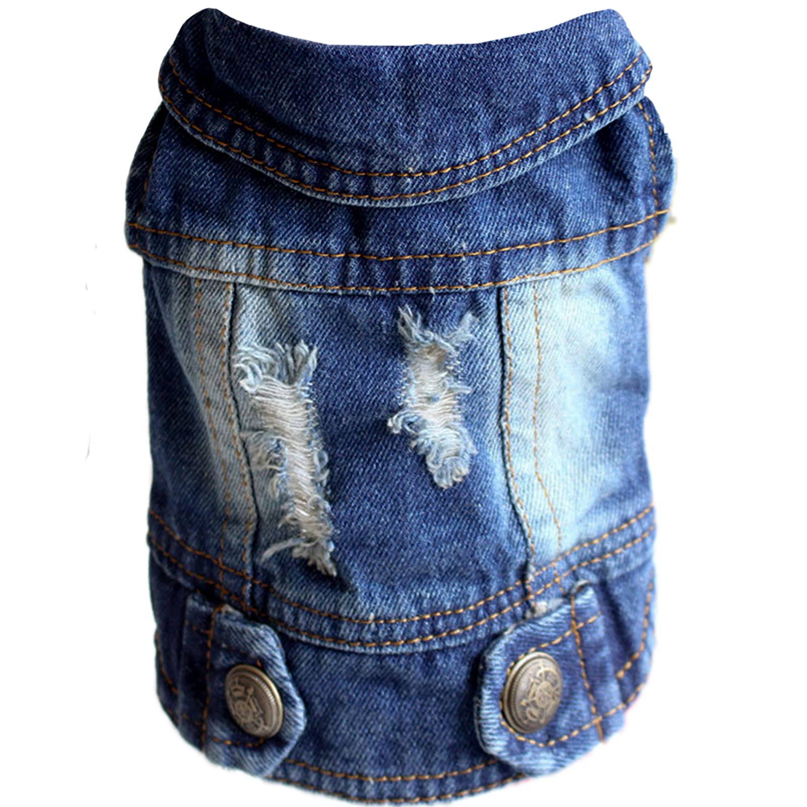 Doggyzstyle Cool Blue Dog Jean Jacket Small Pet Outfits Dog Clothes For Small Medium Dogs Cats Boys Girls Pet Vest Denim Coats Puppy Shirts Doggy Costume Clothing For Shih Tzu Chihuahua Yorkie Teacup