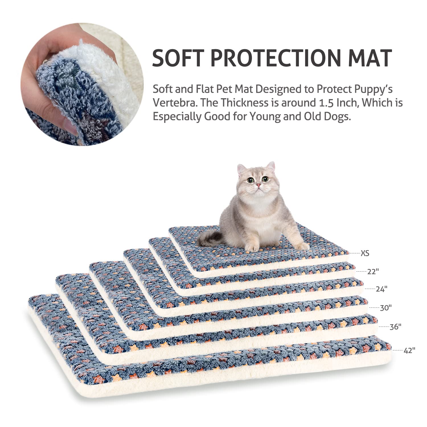 Mora Pets Dog Bed Crate Pad Ultra Soft Pet Bed with Cute Star Print Washable Crate Mat for Large Medium Small Dogs Reversible Fl