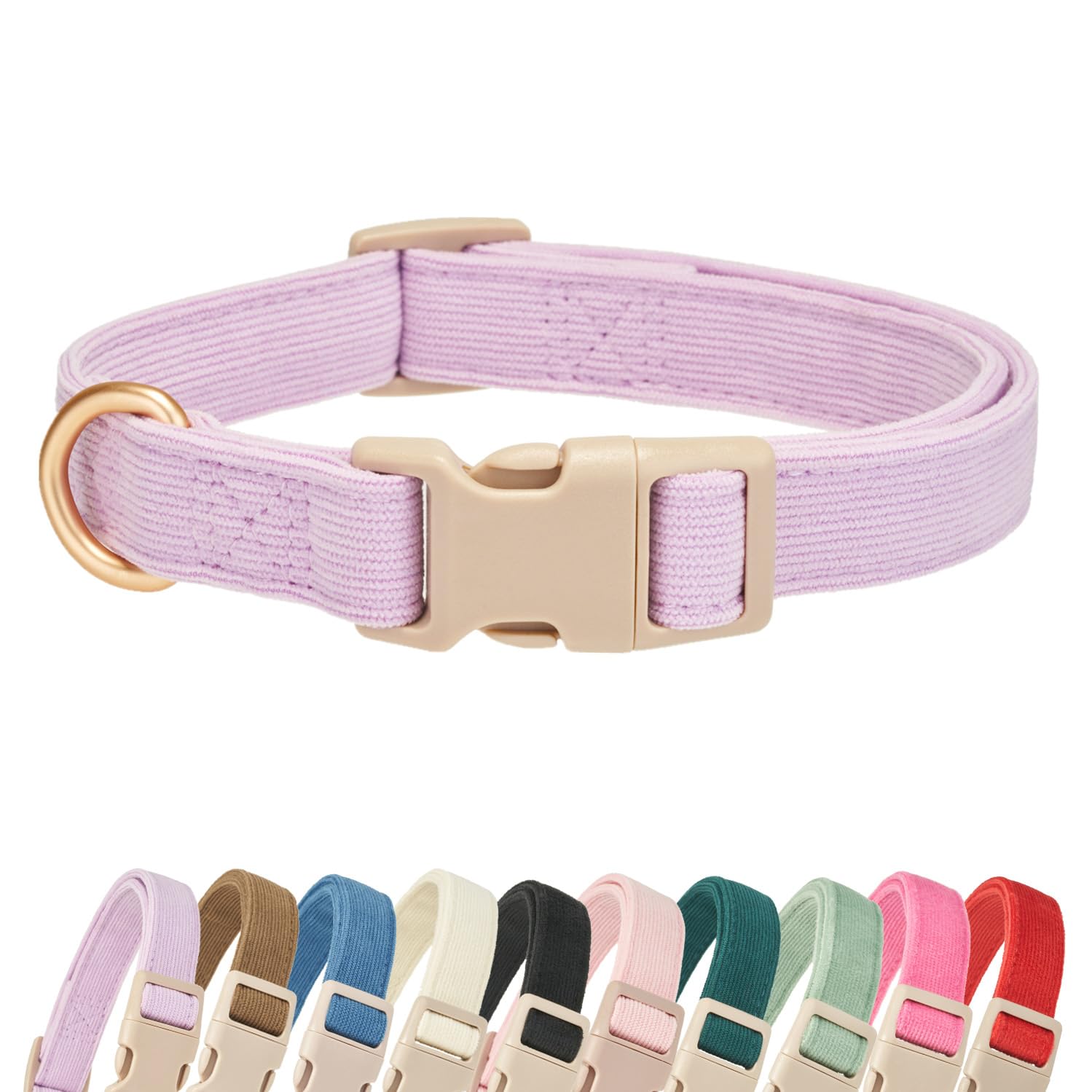 Yudote Soft Cotton Dog Collar Adjustable Corduroy Dog Collars For Small Medium Large Dogs(Purple,Large)