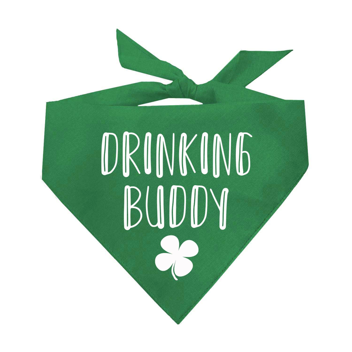Drinking Buddy Dog Bandana | 100% Cotton Triangle | Made In Usa| Funny St. Patrick'S Day Photoshoot Prop | Shamrock | Drinking B