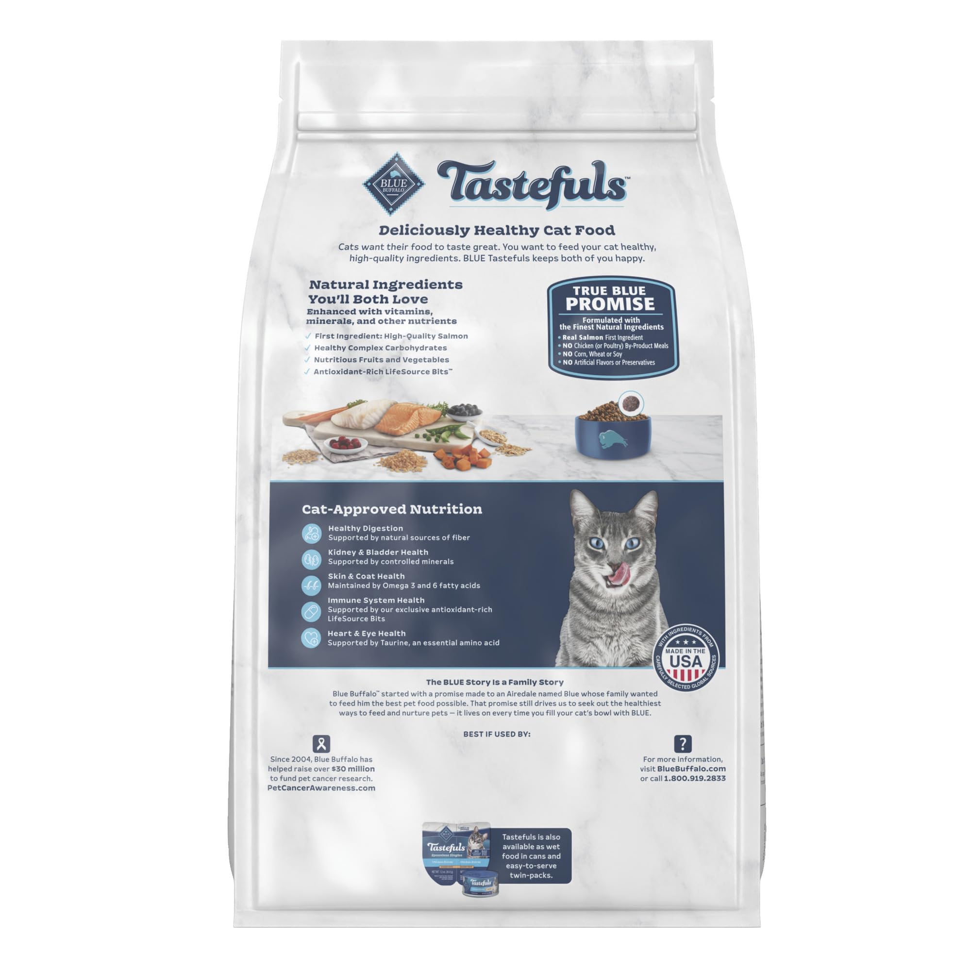 Blue Buffalo Tastefuls Adult Cat Dry Food, Multi-Protein Salmon & Ocean Fish Recipe, 5-lb. Bag