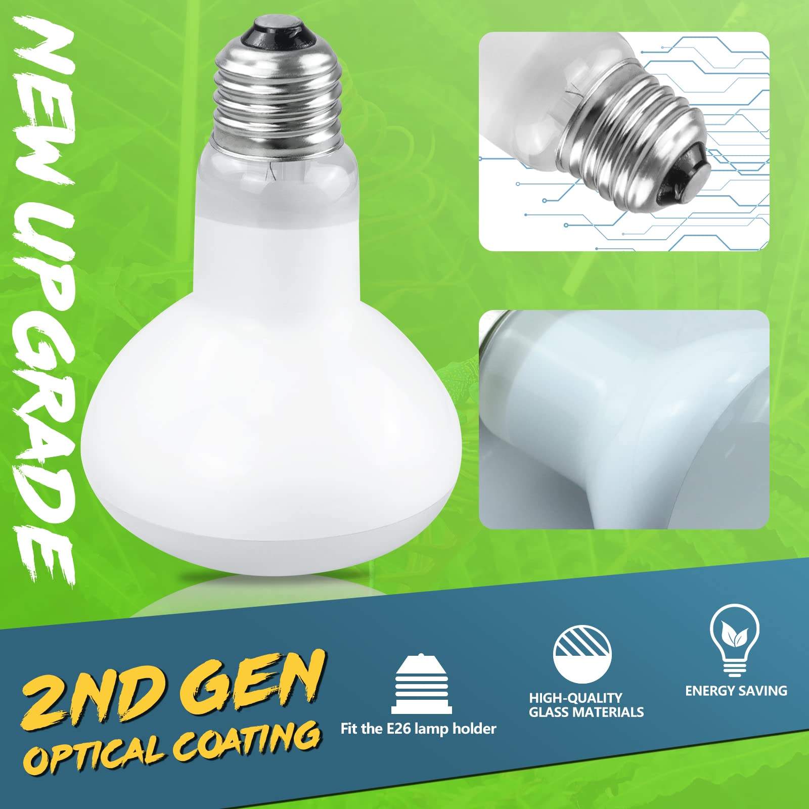 LUCKY HERP 4 Pack 100W Reptile Heat Lamp Bulb (2nd Gen), Amphibian Basking Light Bulb, Reptile Daylight Bulb for Turtle, Bearded