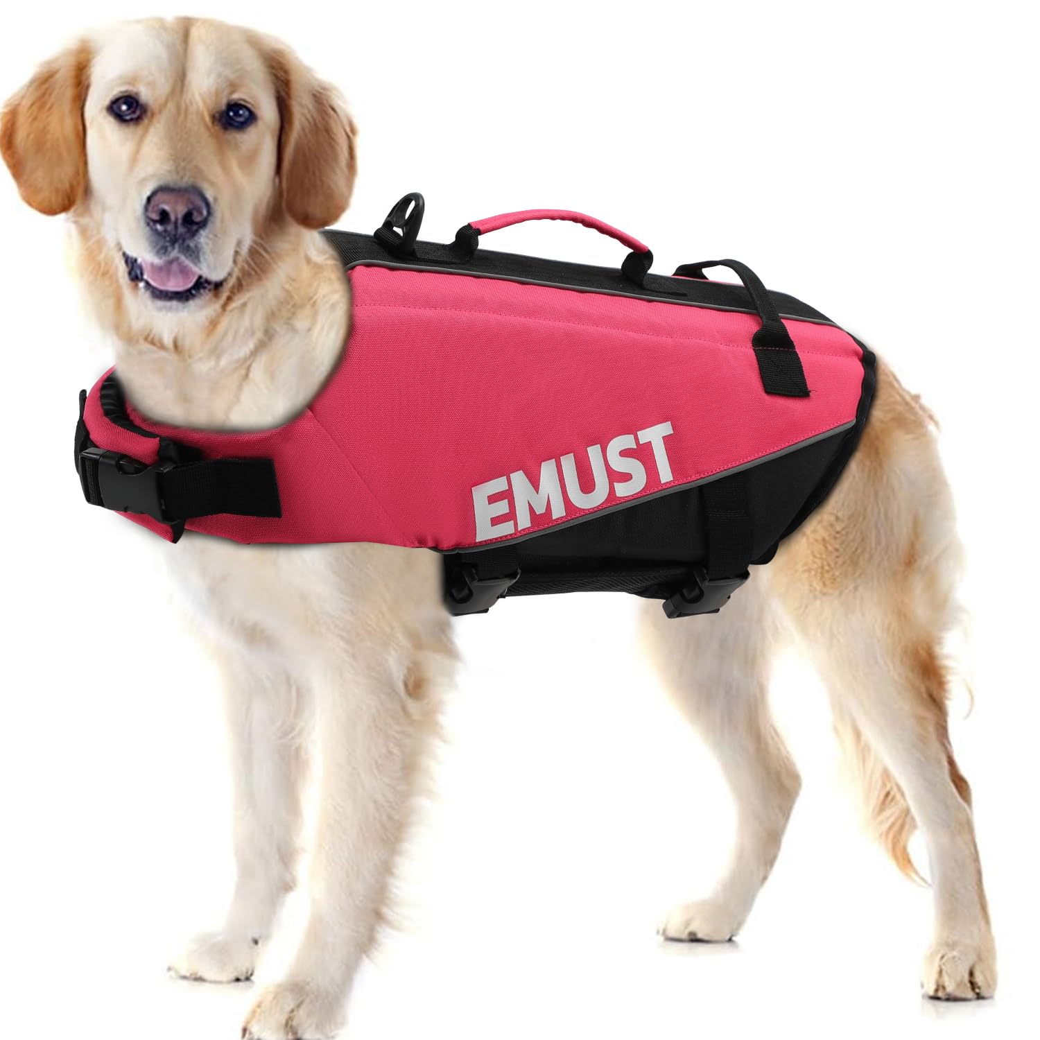 Emust Dog Life Jacket, Pet Life Vests For Swimming, Beach Boating With High Buoyancy, Dog Flotation Vest L, Rosepink