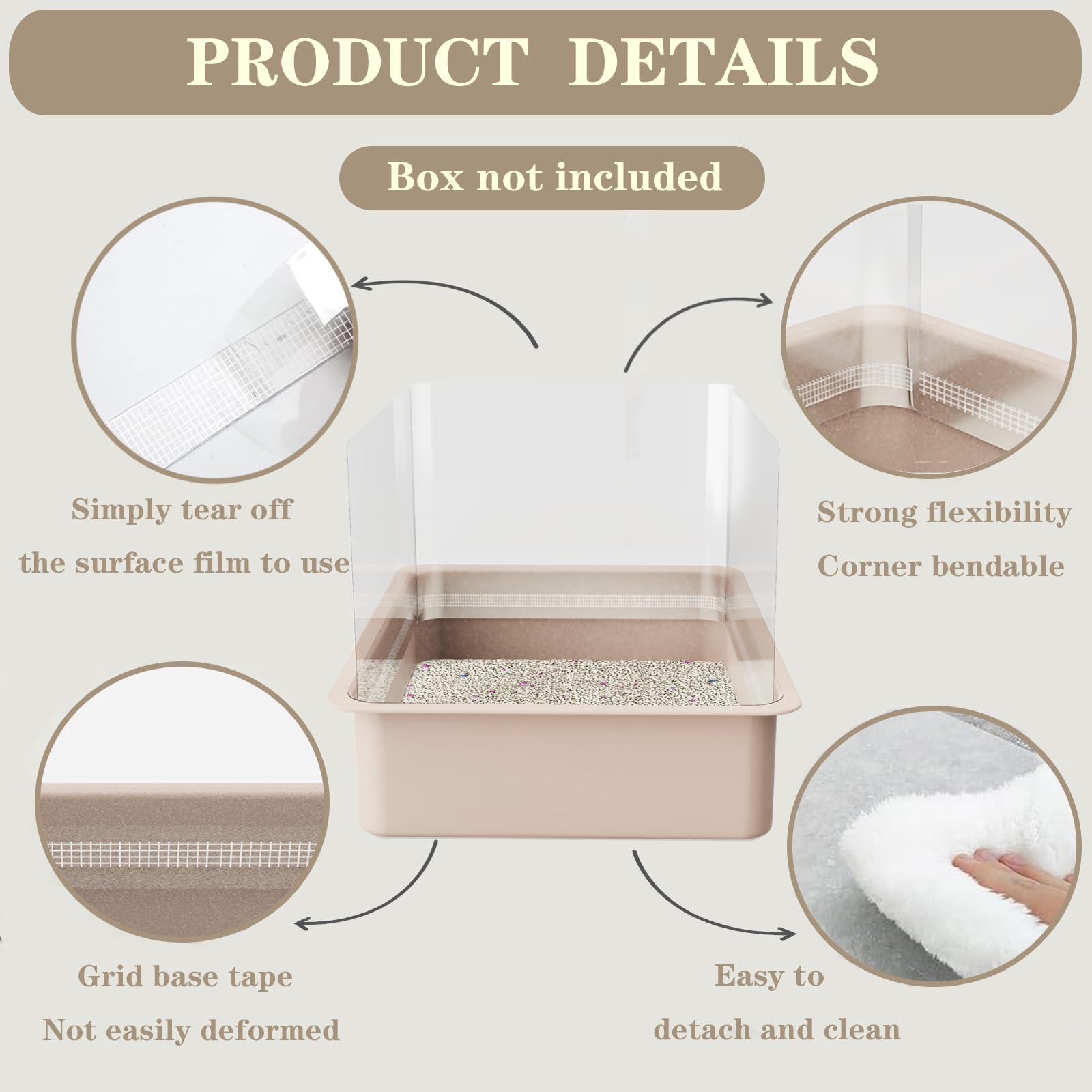 Qnbcaa 12Pcs Cat Litter Box Pee Shields - Open Top Litter Box Splash Guard Privacy Screen Transparent Easy Clean 14.5 * 11.5In