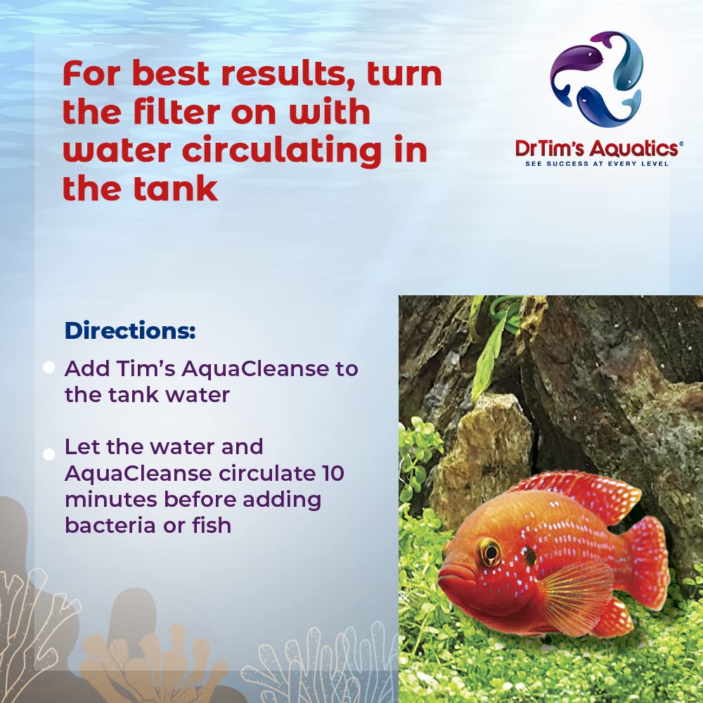 DrTim      s Aquatics AquaCleanse for Freshwater Aquariums - Tap Water Detoxifier: Dechlorinator & Ammonia Remover for New & Cyc