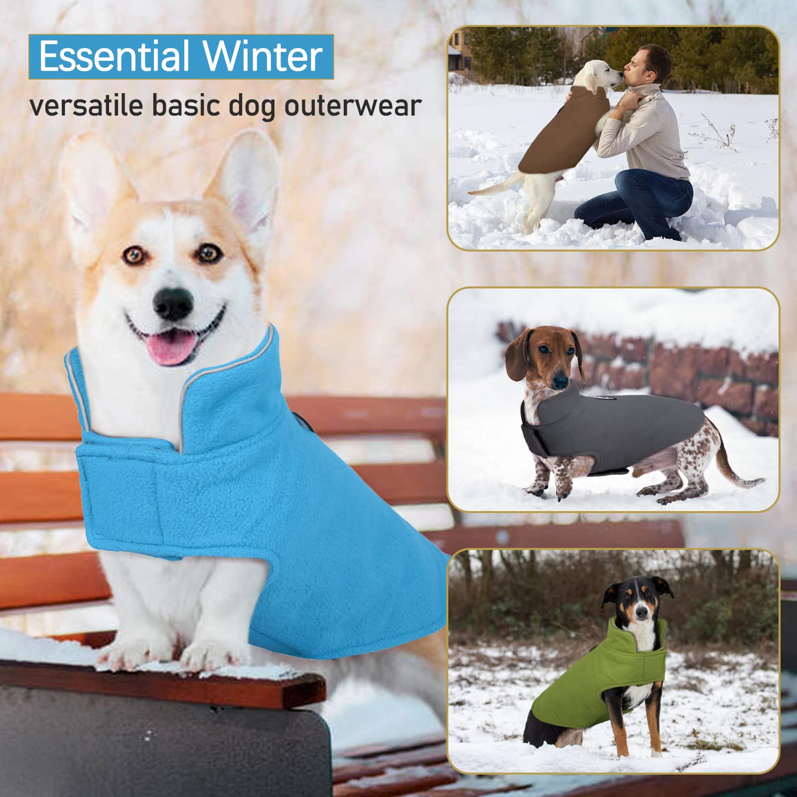 Dentrun Windproof Winter Warm Fleece Medium Dog Coat Reversible Puppy Jacket Reflective Soft Pet Vest, Cold Weather Dog Sweater