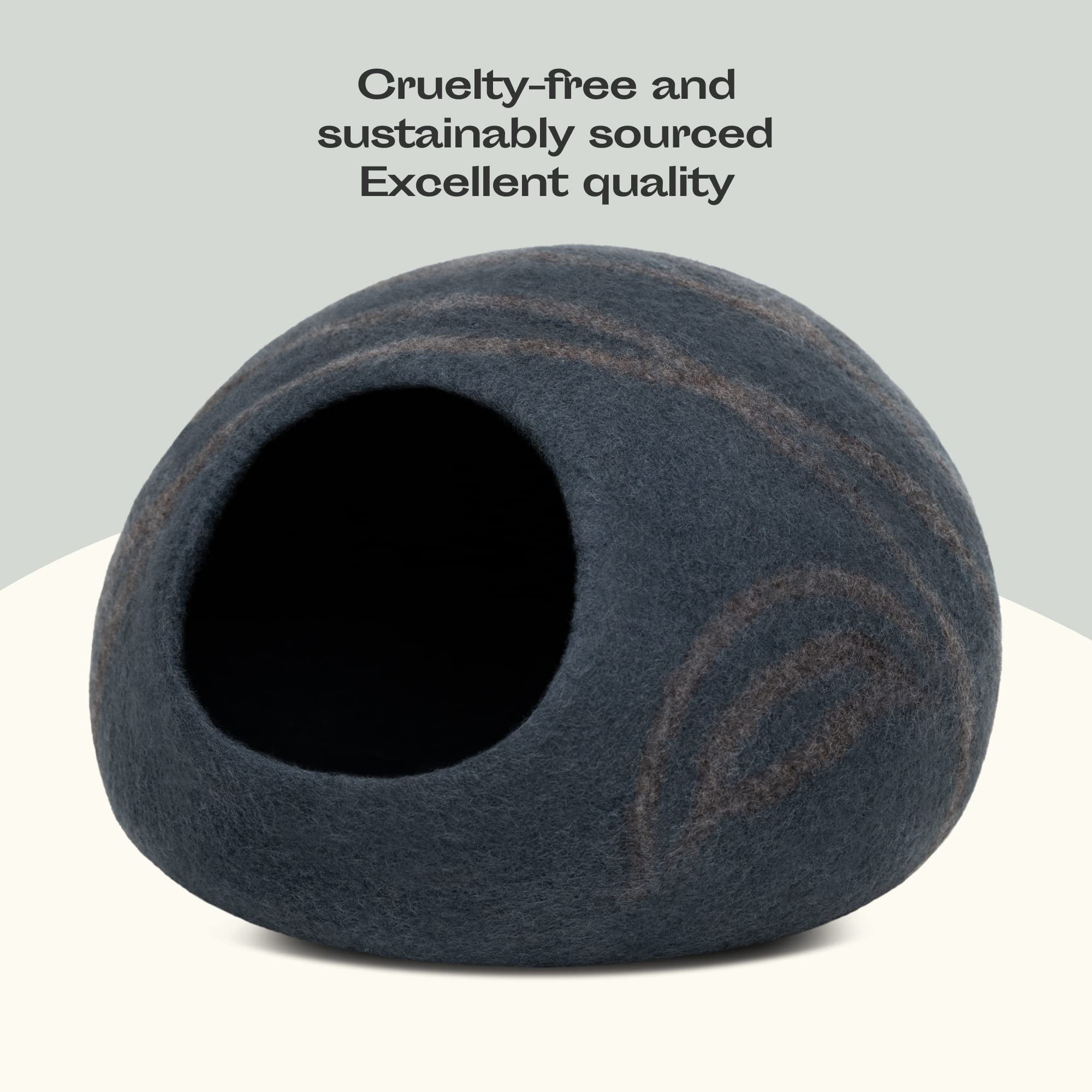Meowfia Premium Felt Cat Bed Cave - Handmade 100% Merino Wool Bed For Cats And Kittens (Dark Shades) (Large, Slate Grey)