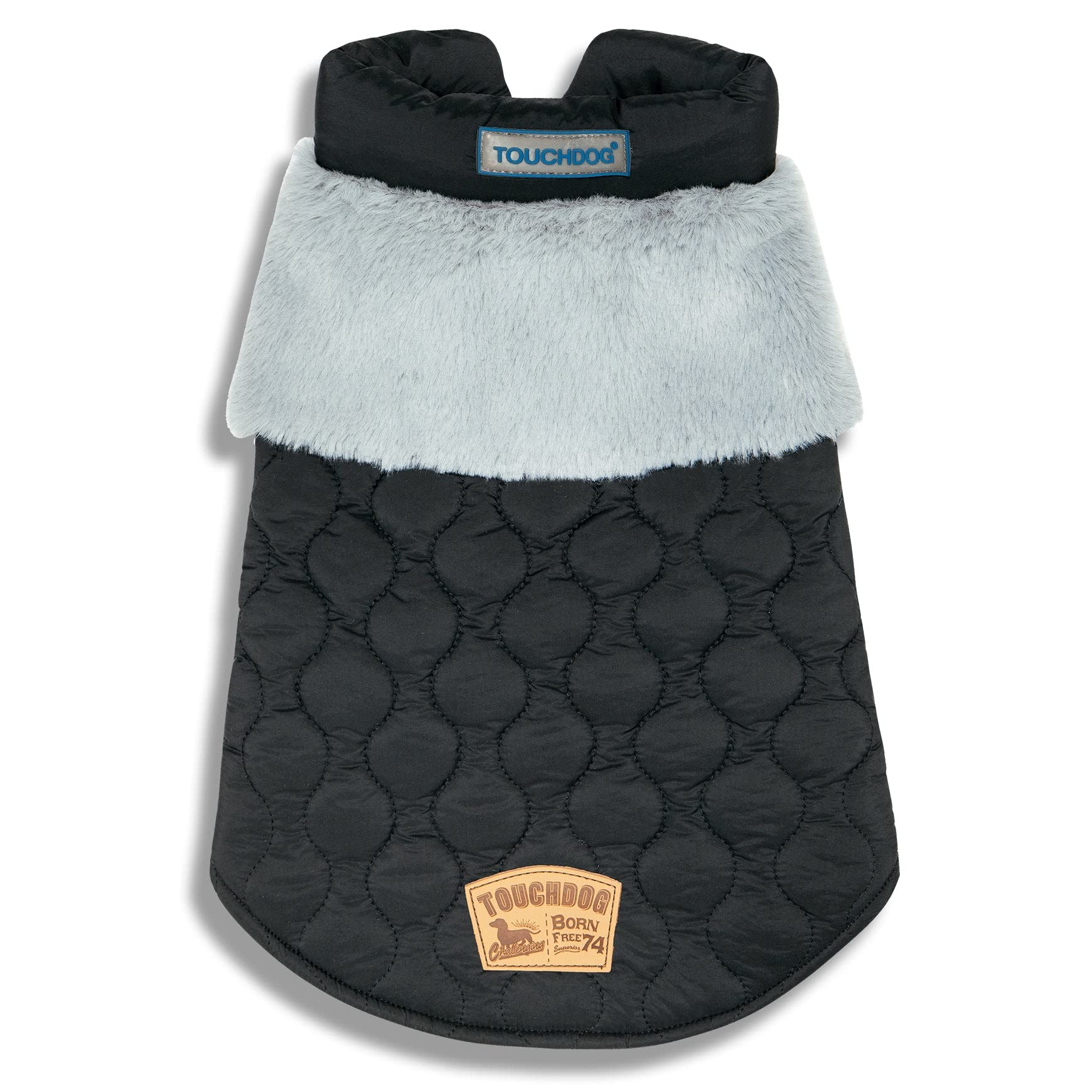 Touchdog Furrostbite Fur And Fleece Fashion Dog Jacket, Large, Black