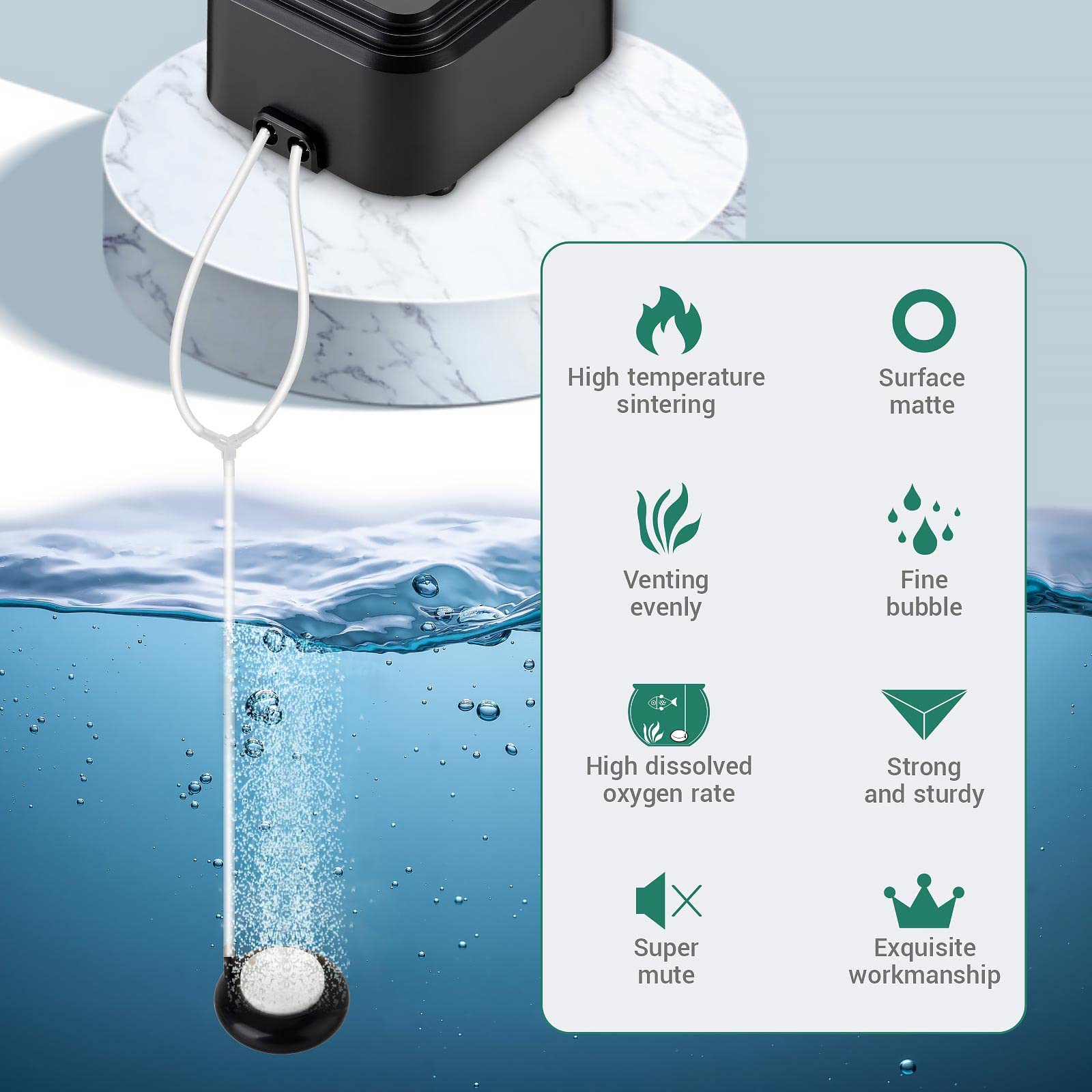 Hygger Mini Aquarium Air Stone,Small Bubble Stone Fish Tank Oxygen Stone Ultra Silent Deep Dissolving Oxygen Diffuser Kit For Aq