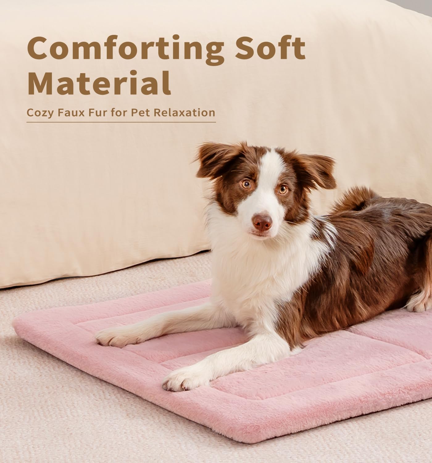 Made4Pets Dog Crate Pad Bed for Large Dogs, Washable & Reversible, Anti-Slip Kennel Mat for Cozy Sleeping, Soft Fluffy Dog Bed f