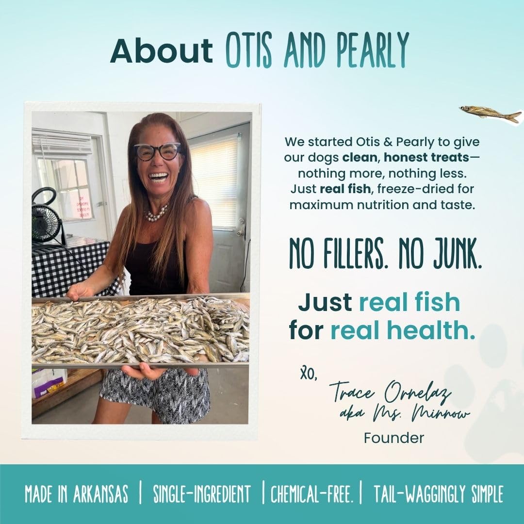 Otis & Pearly Freeze Dried Minnow Dog Treats - Single Ingredient, Made in USA - Healthy Protein Treat for Small, Medium, Large B