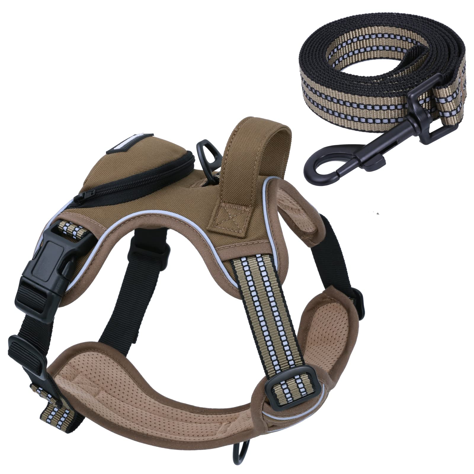 No Pull Dog Harness for Medium Dogs, Adjustable No Choke Pet Vest with Dog Leash Fit Smart Reflective Pet Walking Harness for Tr