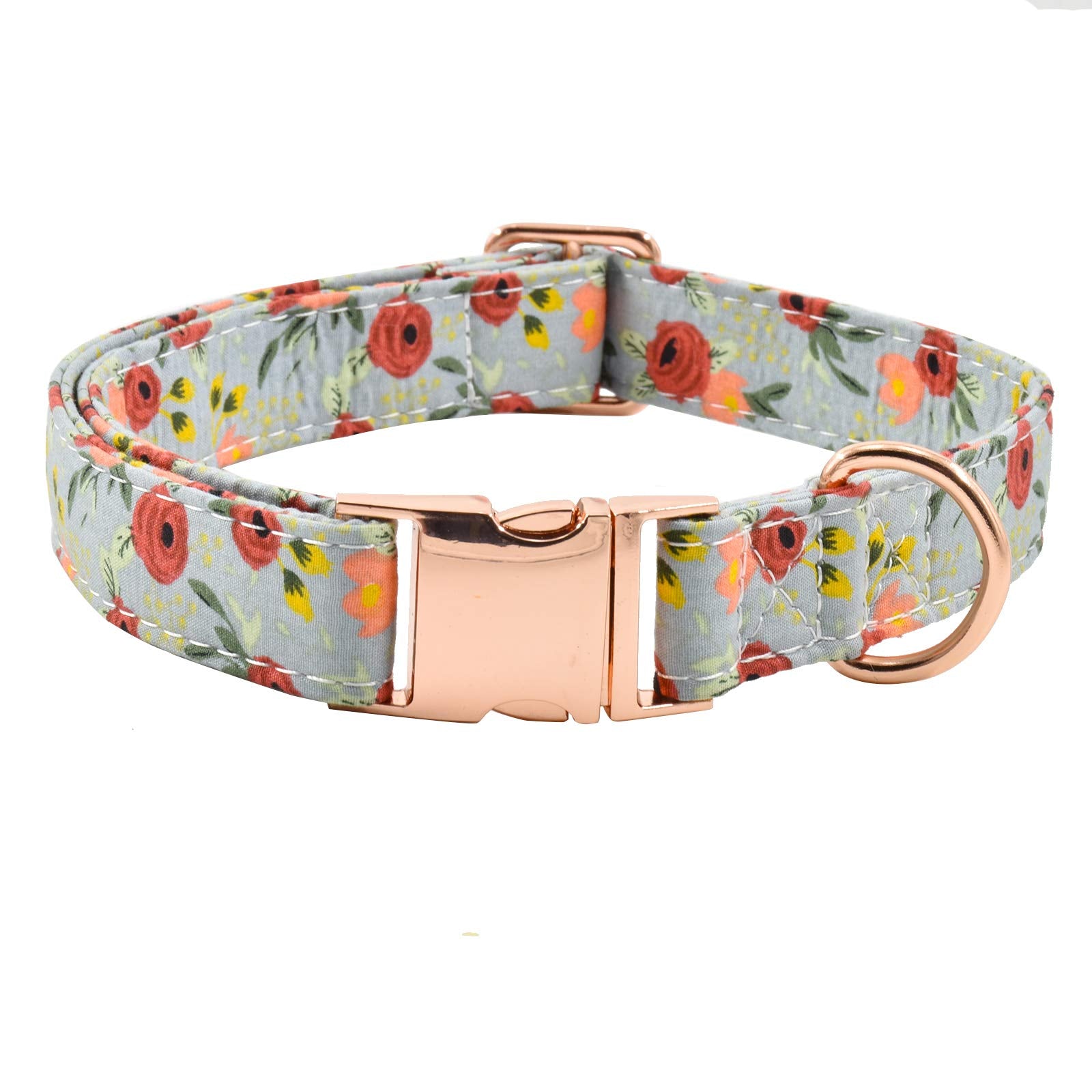 Metal Buckle Dog Collar, Durable Adjustable Dog Collar Soft For Small Medium Large Dogs (001-Flower11, M(13-18In))