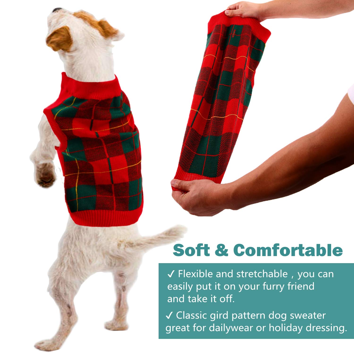 Qbleev Dog Sweater For Small Dogs, Dog Christmas Sweater Vest Knitwear Puppy Sweaters Warm Winter Pet Sweaters Fall Dog Sweaters