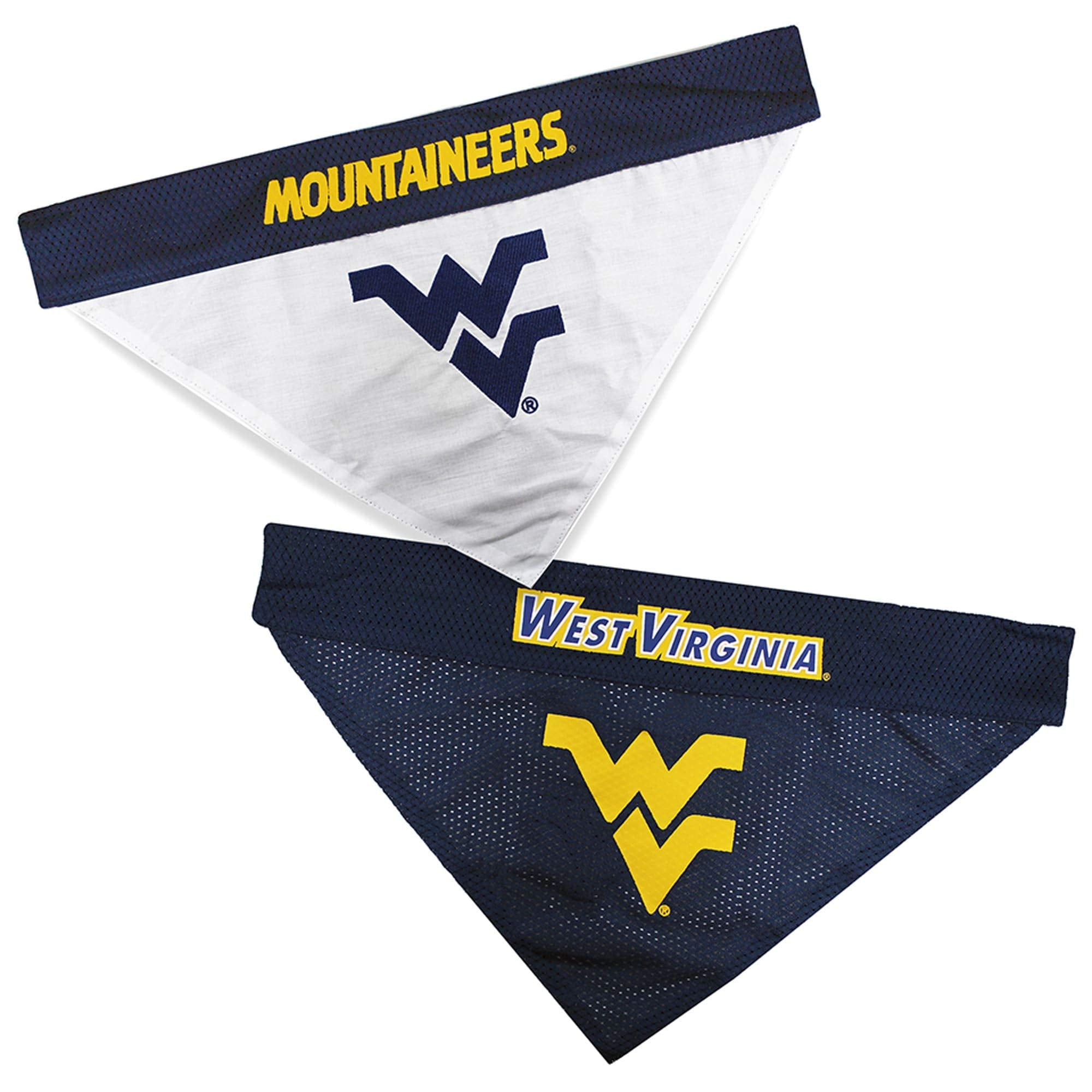 Pets First Collegiate Pet Accessories, Reversible Bandana, West Virginia Mountaineers Size Small/Medium