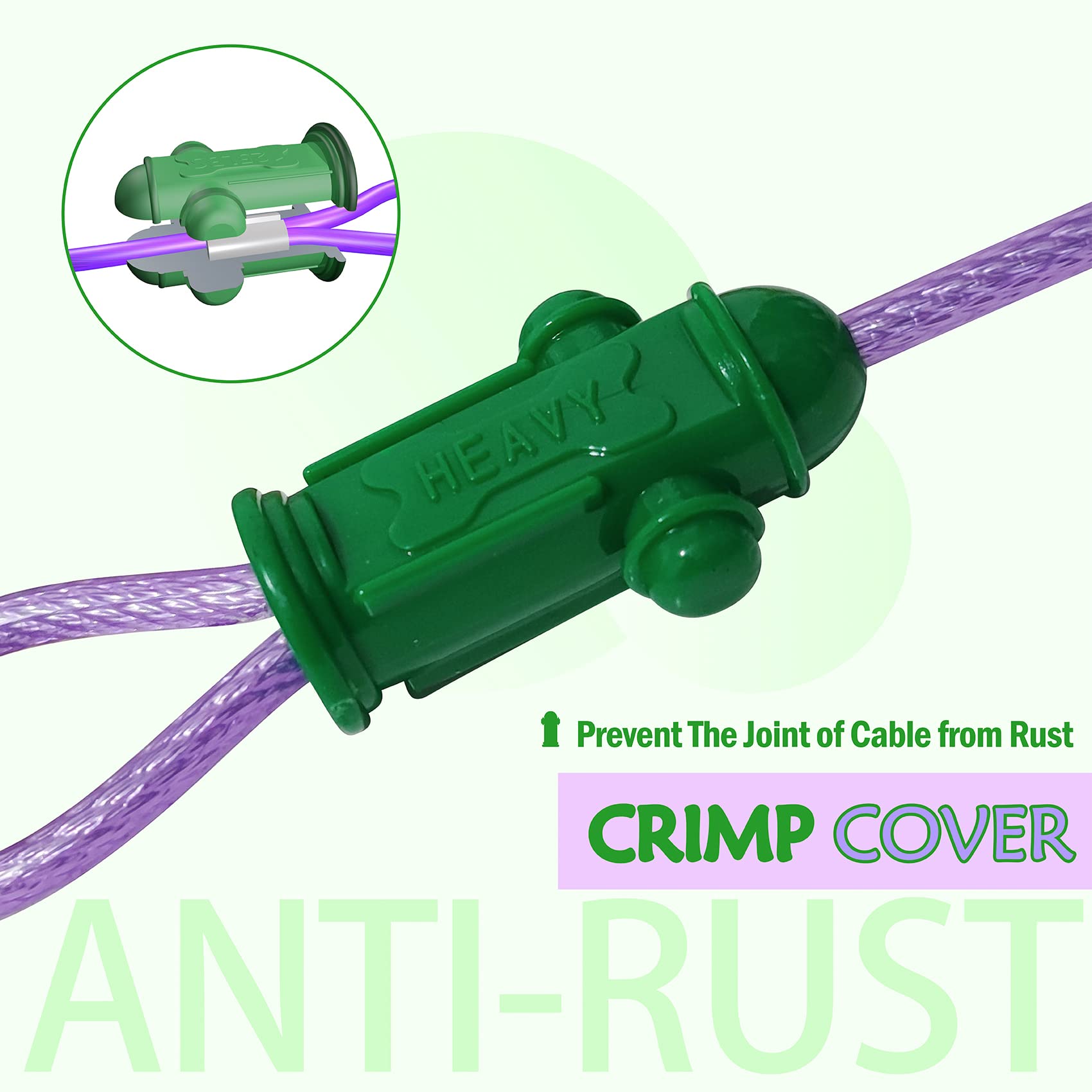 Petest Reflective Tie Out Cable with Crimp Cover for Heavy Dogs Up to 125 Pounds, 40 Feet